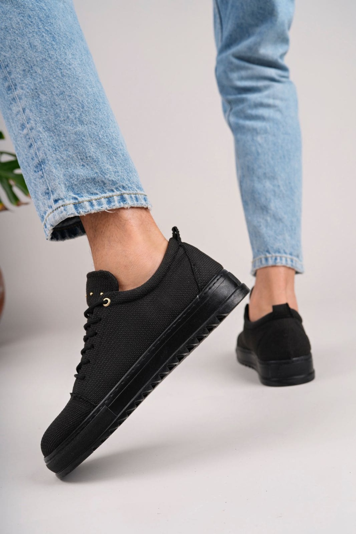 Siyah Cool Bağcıklı Keten Erkek Günlük Spor Klasik Ayakkabı