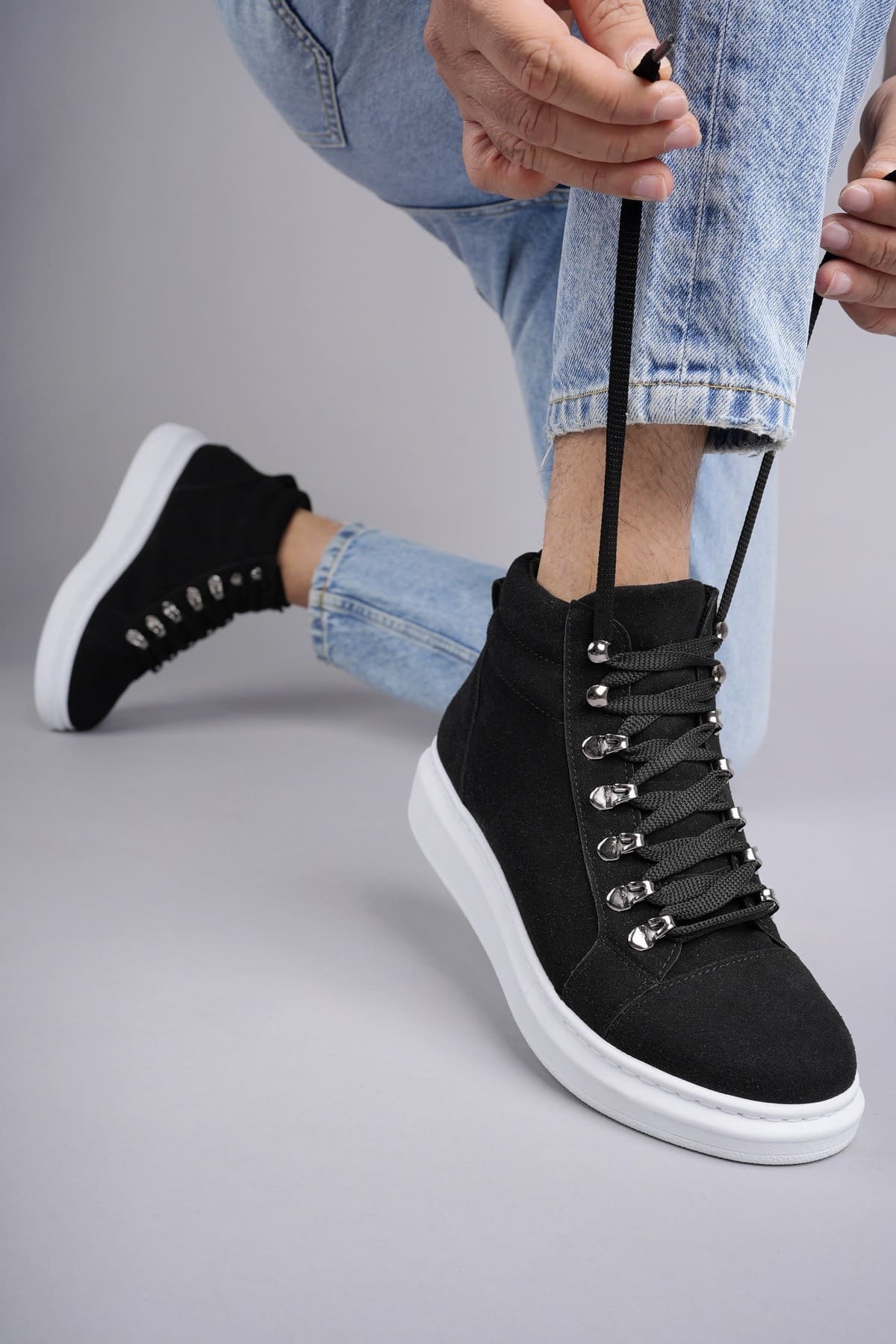 Stalvard Ottawa Bağcıklı Süet Erkek Günlük Spor Bot BT Siyah