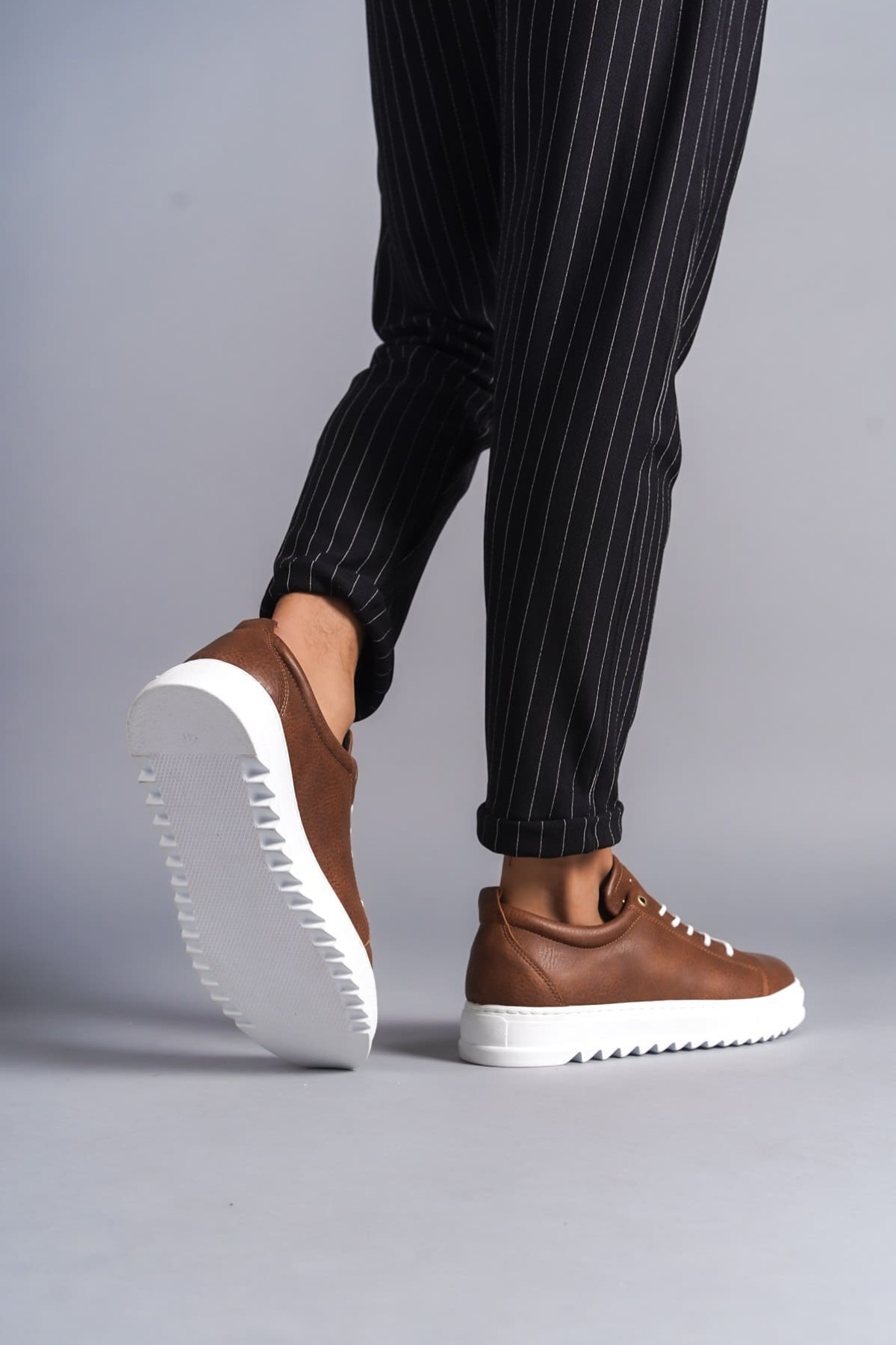 Cool Bağcıklı Cilt Erkek Günlük Spor Klasik Ayakkabı BT Taba