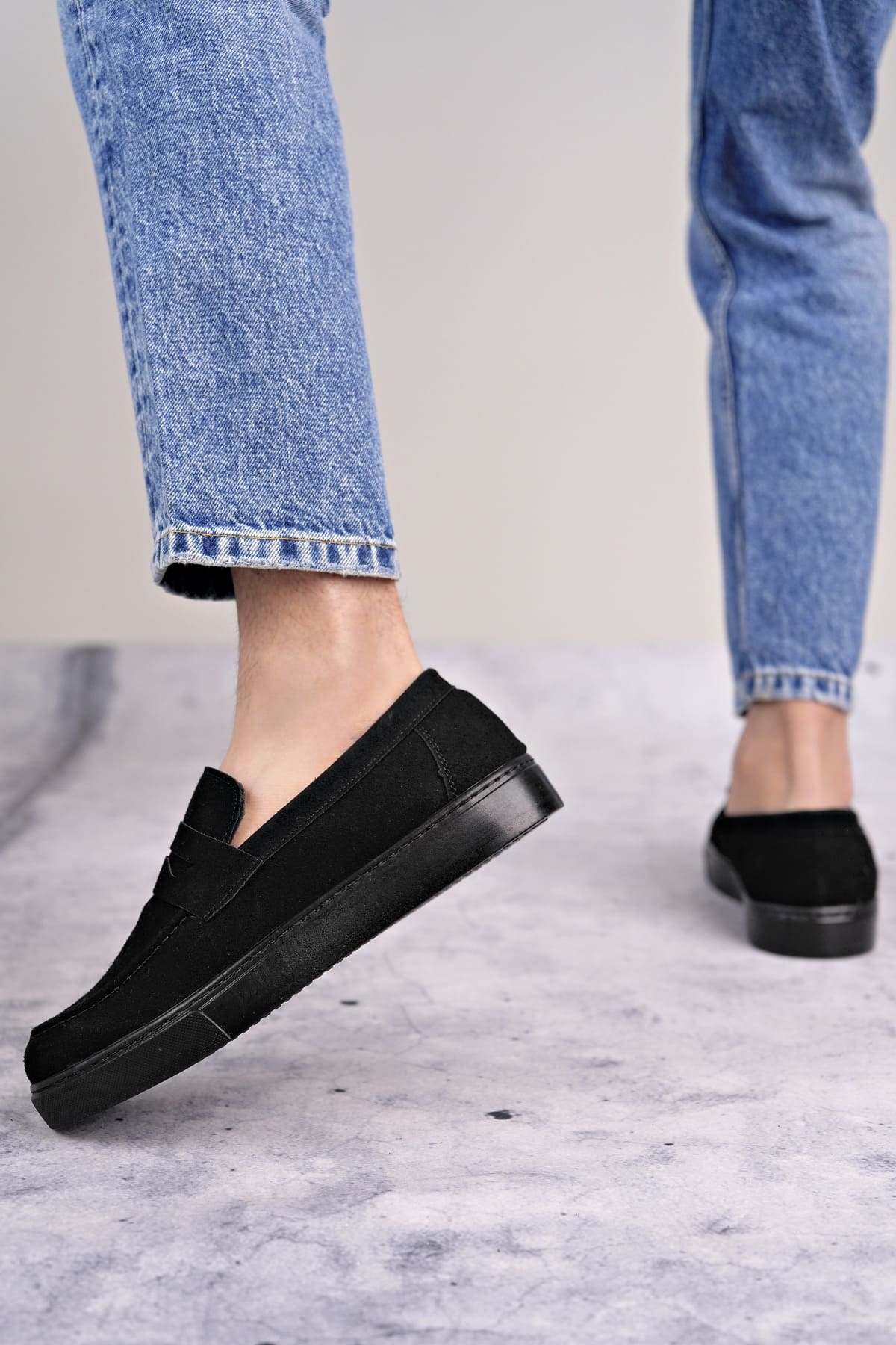 SLW180 Estilo X Bağcıksız Süet Erkek Günlük Spor Klasik Ayakkabı SST - Siyah