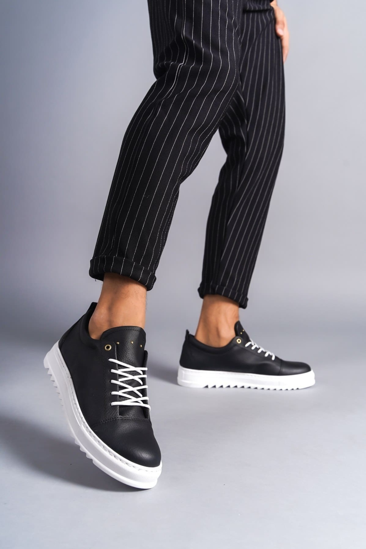 Cool Bağcıklı Cilt Erkek Günlük Spor Klasik Ayakkabı BT Siyah