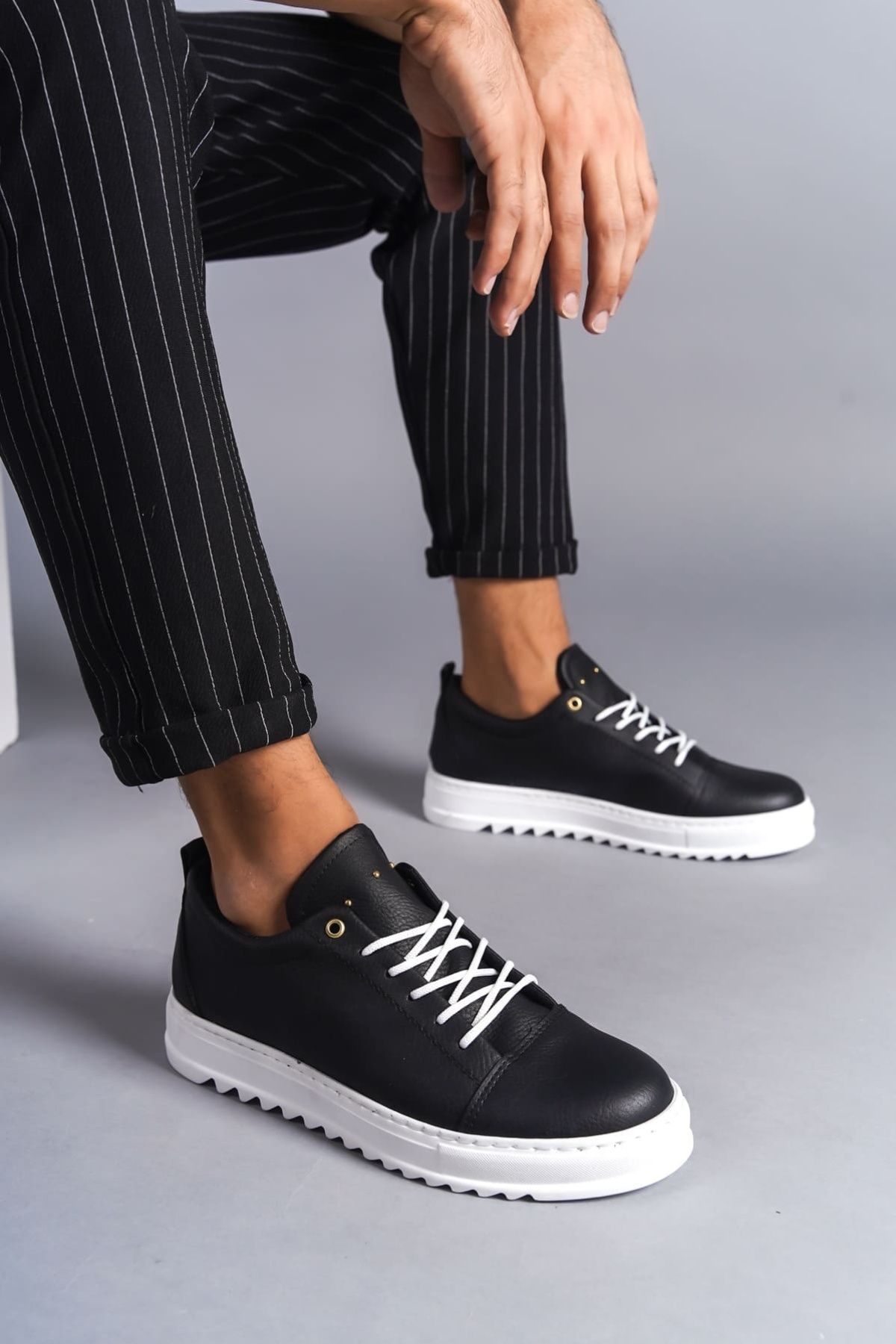 Cool Bağcıklı Cilt Erkek Günlük Spor Klasik Ayakkabı BT Siyah