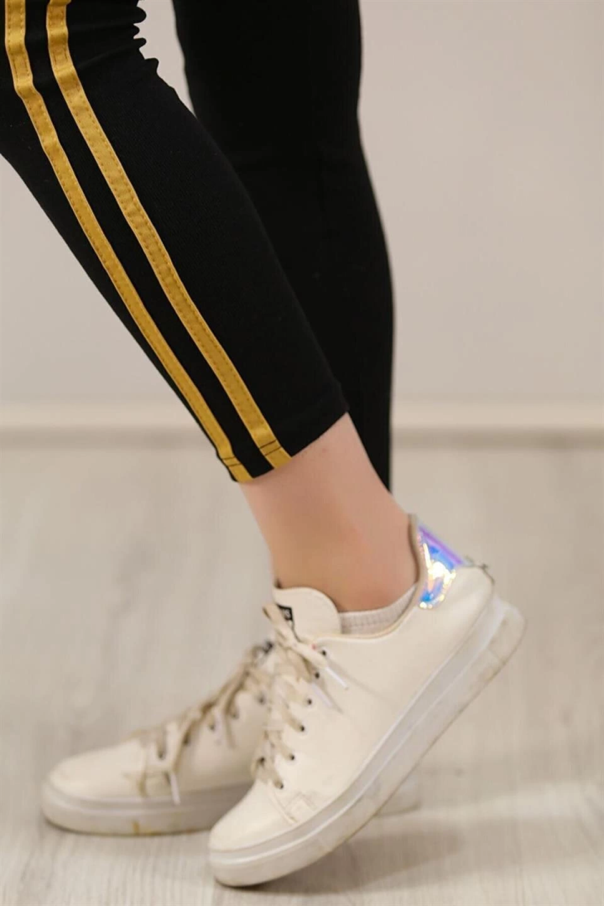 Velmora    Yanı Sarı Şeritli Tayt - Siyah -