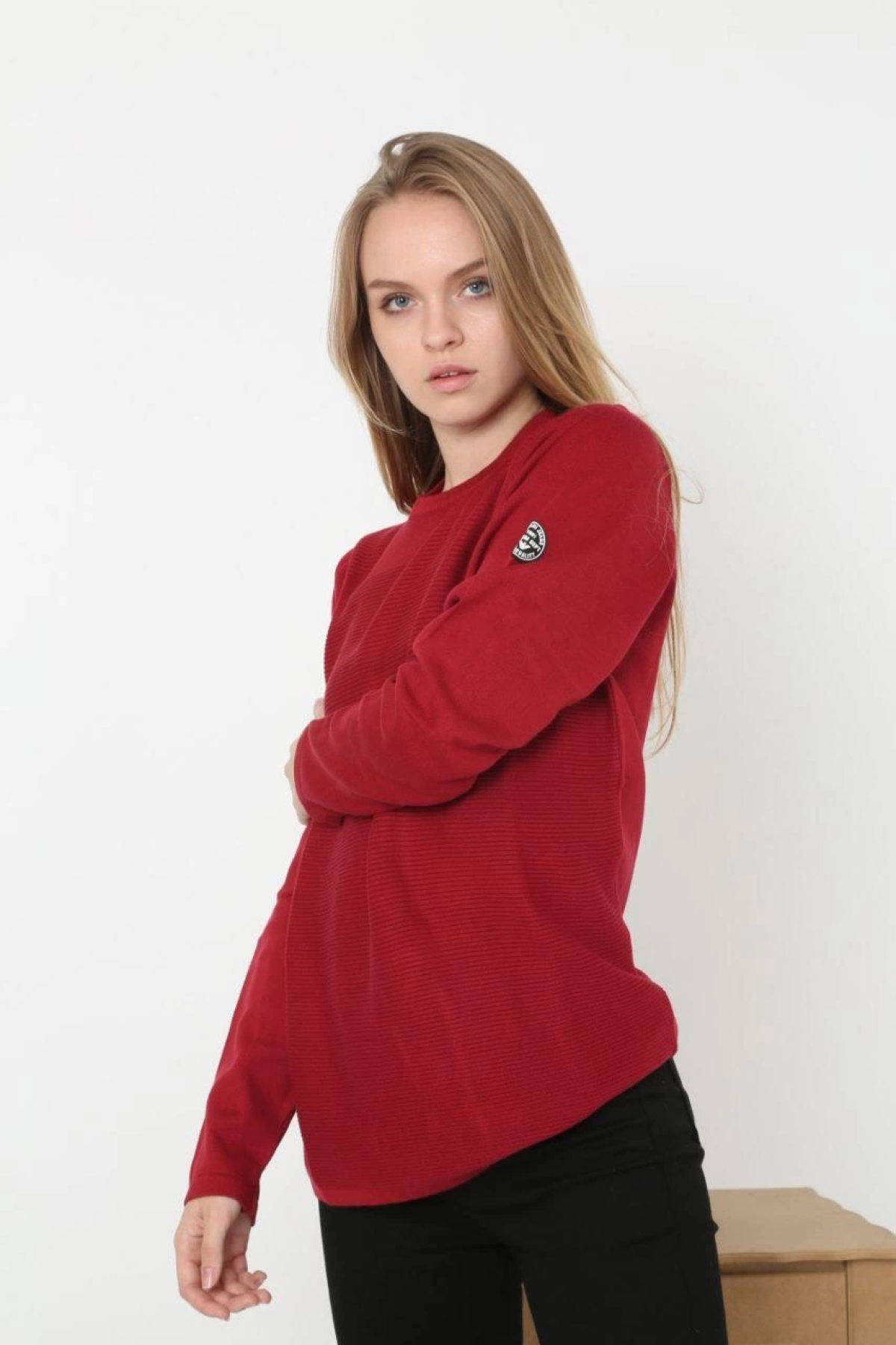 Velmora Premium Biskilet Yaka Kolu Armalı - Kırmızı