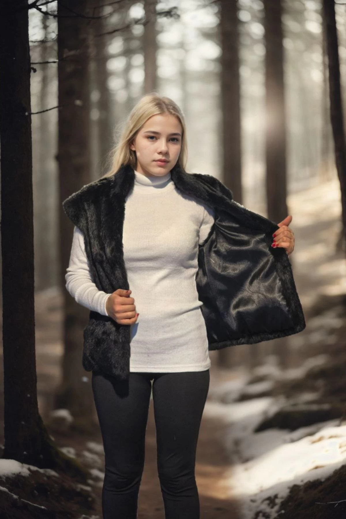 Velmora Premium Kolsuz Hakiki Kürk - Siyah