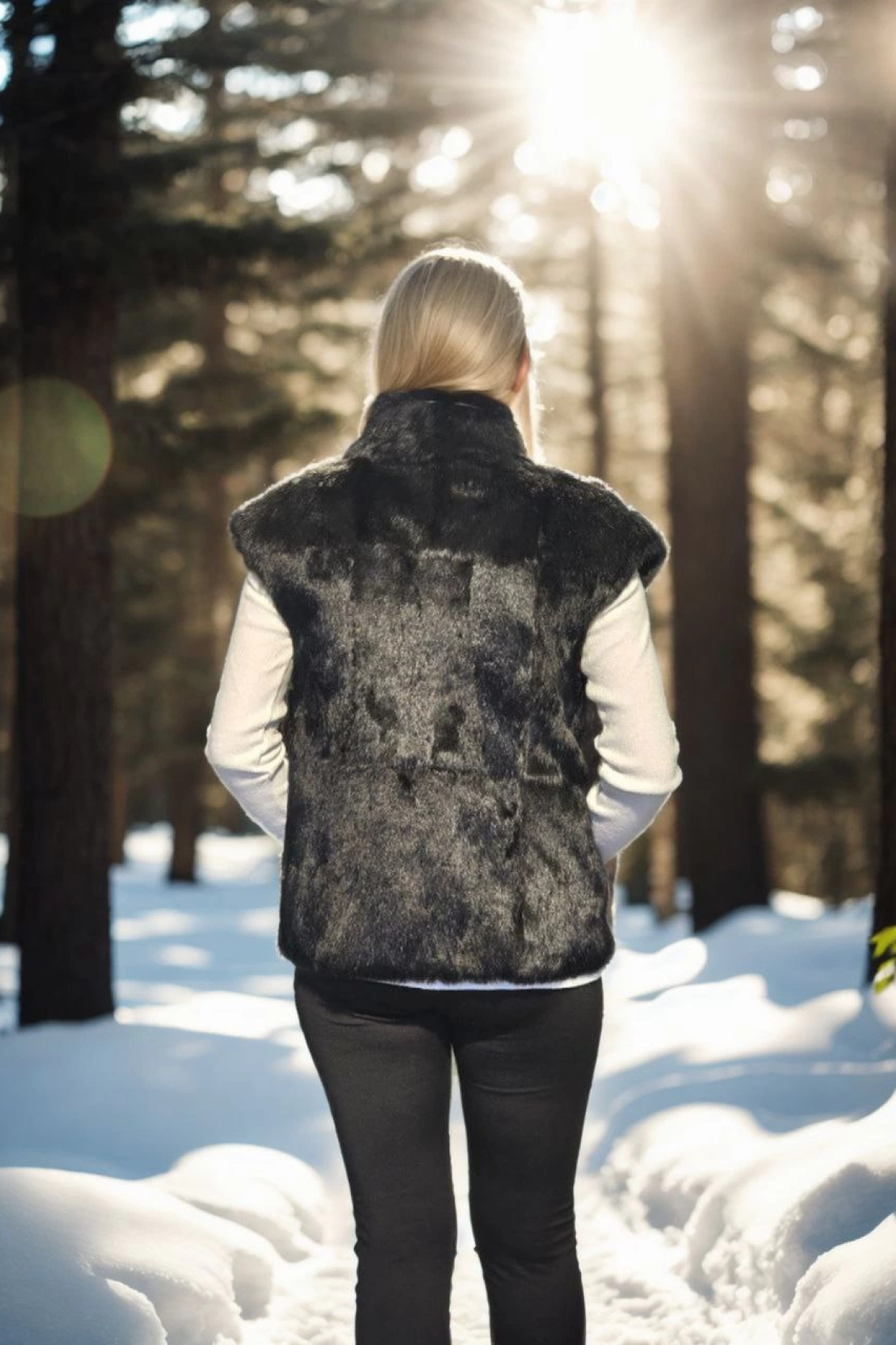 Velmora Premium Kolsuz Hakiki Kürk - Siyah