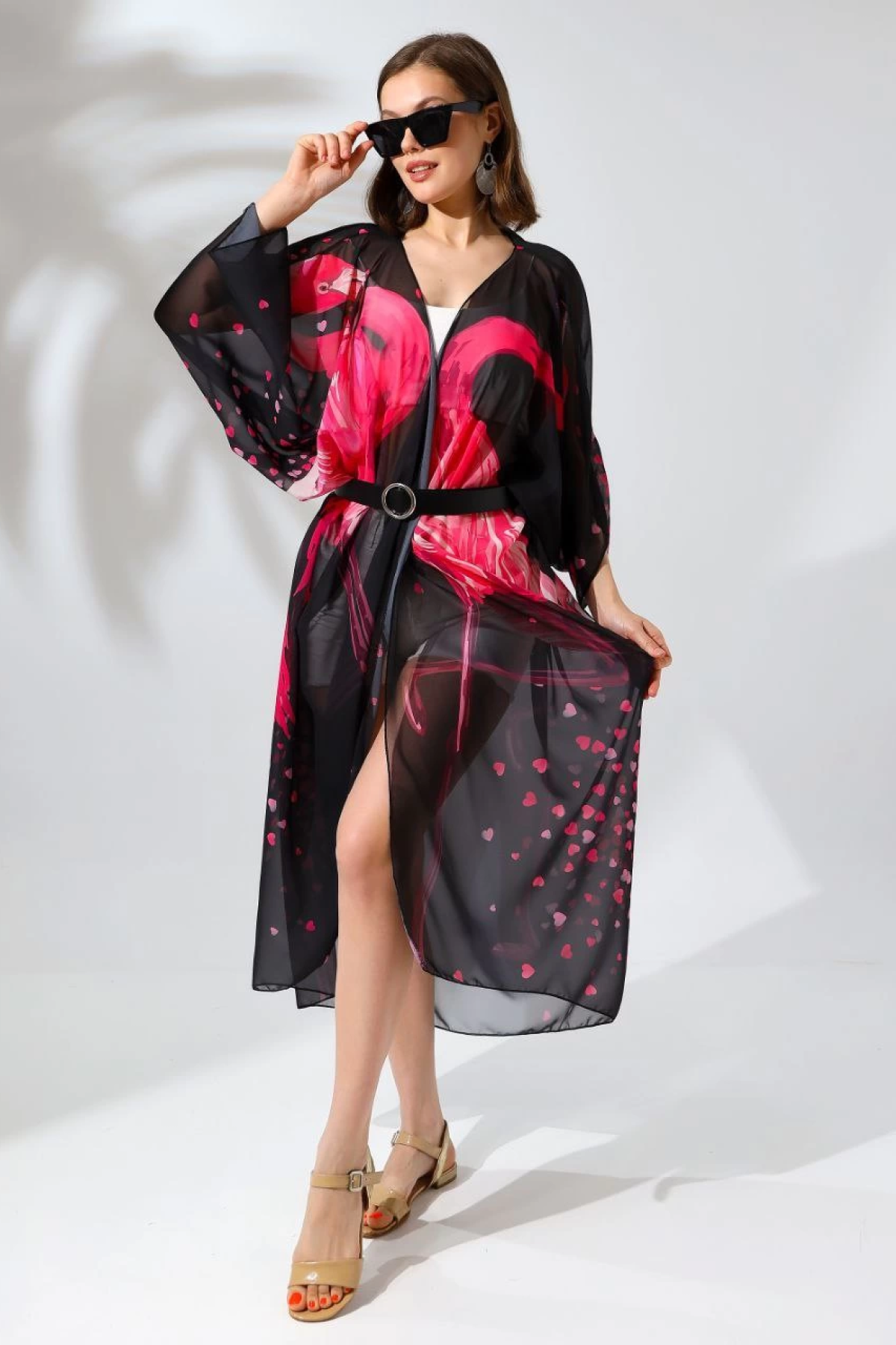 Rahat Kesim Şifon Kimono - Siyah -