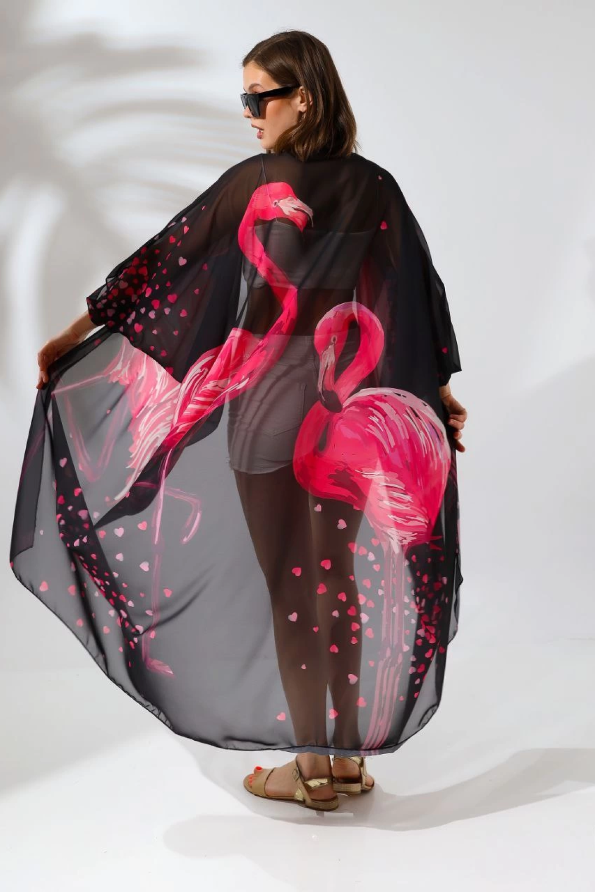 Rahat Kesim Şifon Kimono - Siyah -