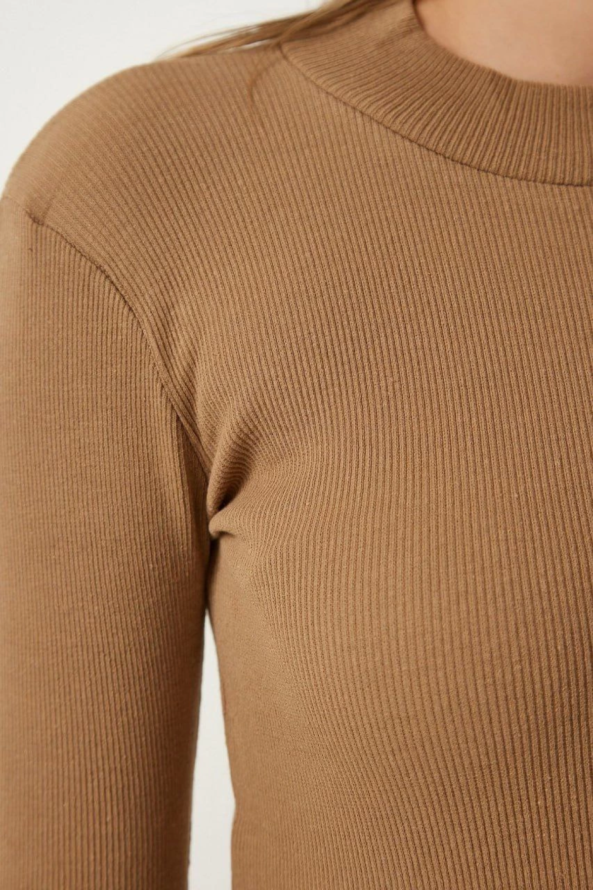 Velmora    Full Likralı Fitilli Kaşkorse Body - Kahve -