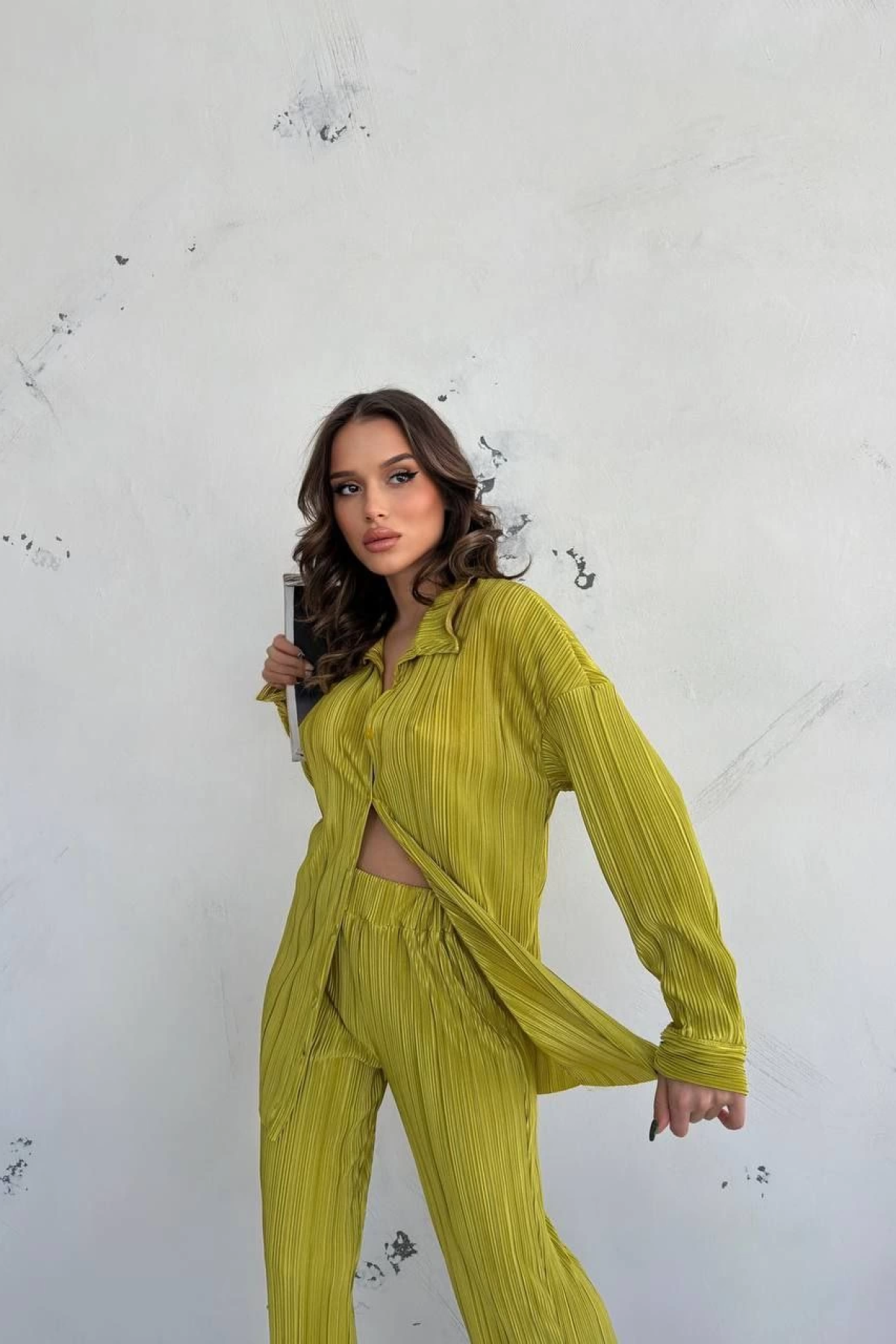 Kadın Gömlek Ve Pantolon Takım - Açık Yeşil