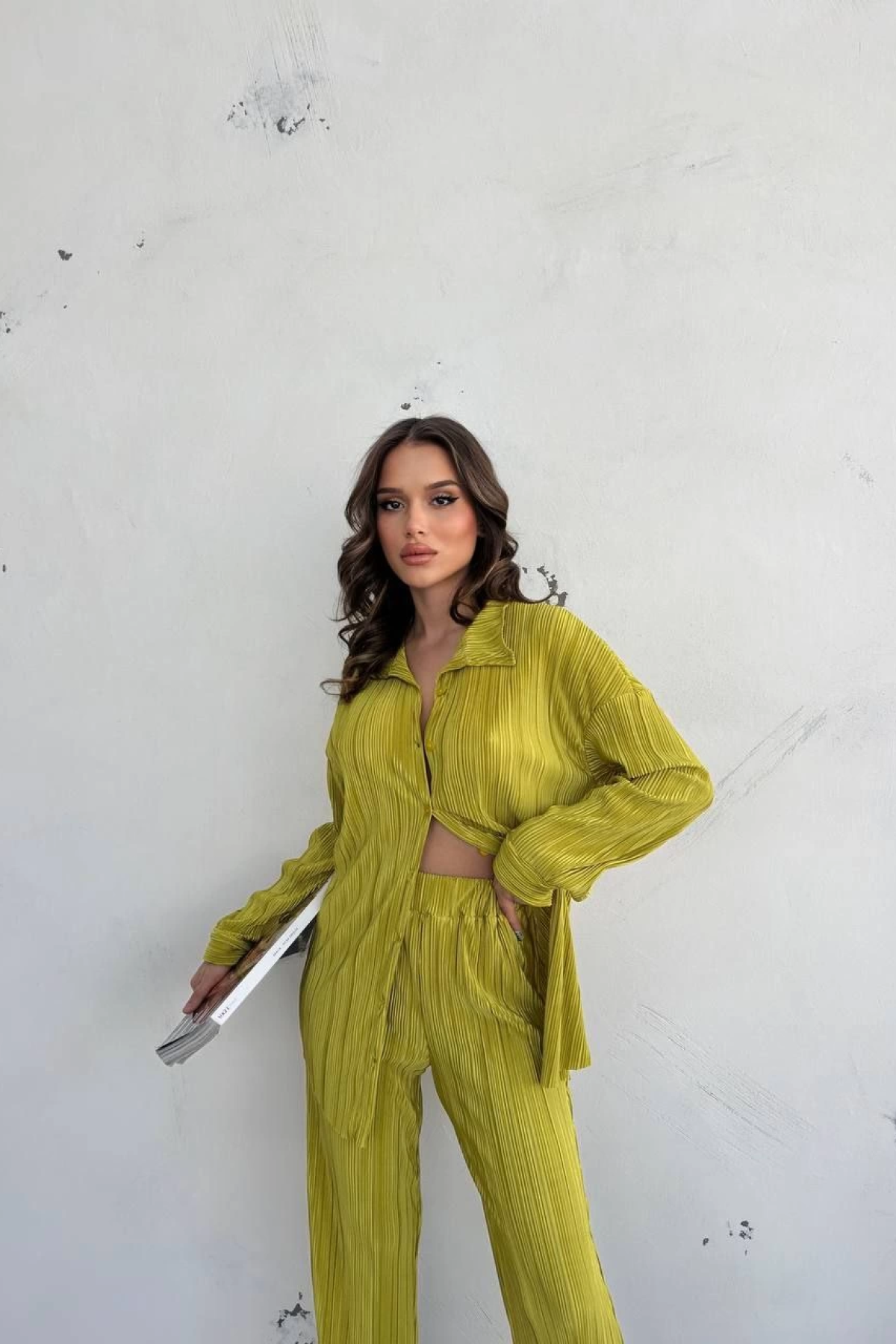 Kadın Gömlek Ve Pantolon Takım - Açık Yeşil