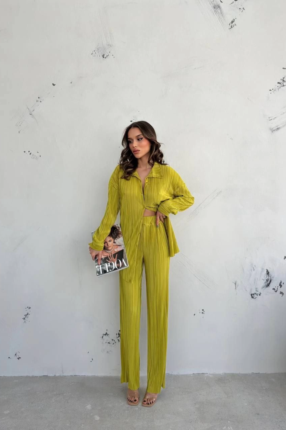 Kadın Gömlek Ve Pantolon Takım - Açık Yeşil