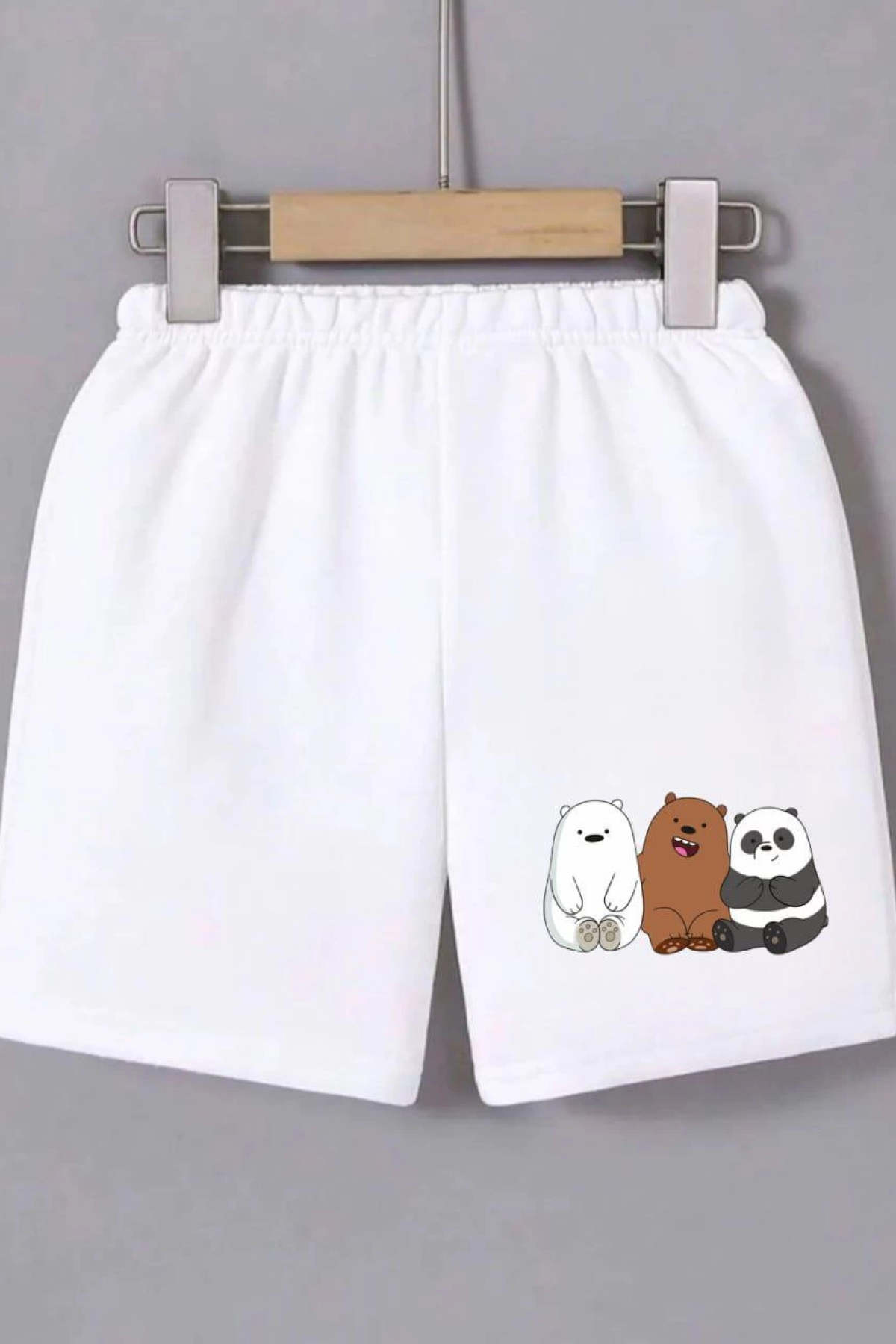 Velmora    Beli Lastikli Baskılı Mini Şort - Beyaz -