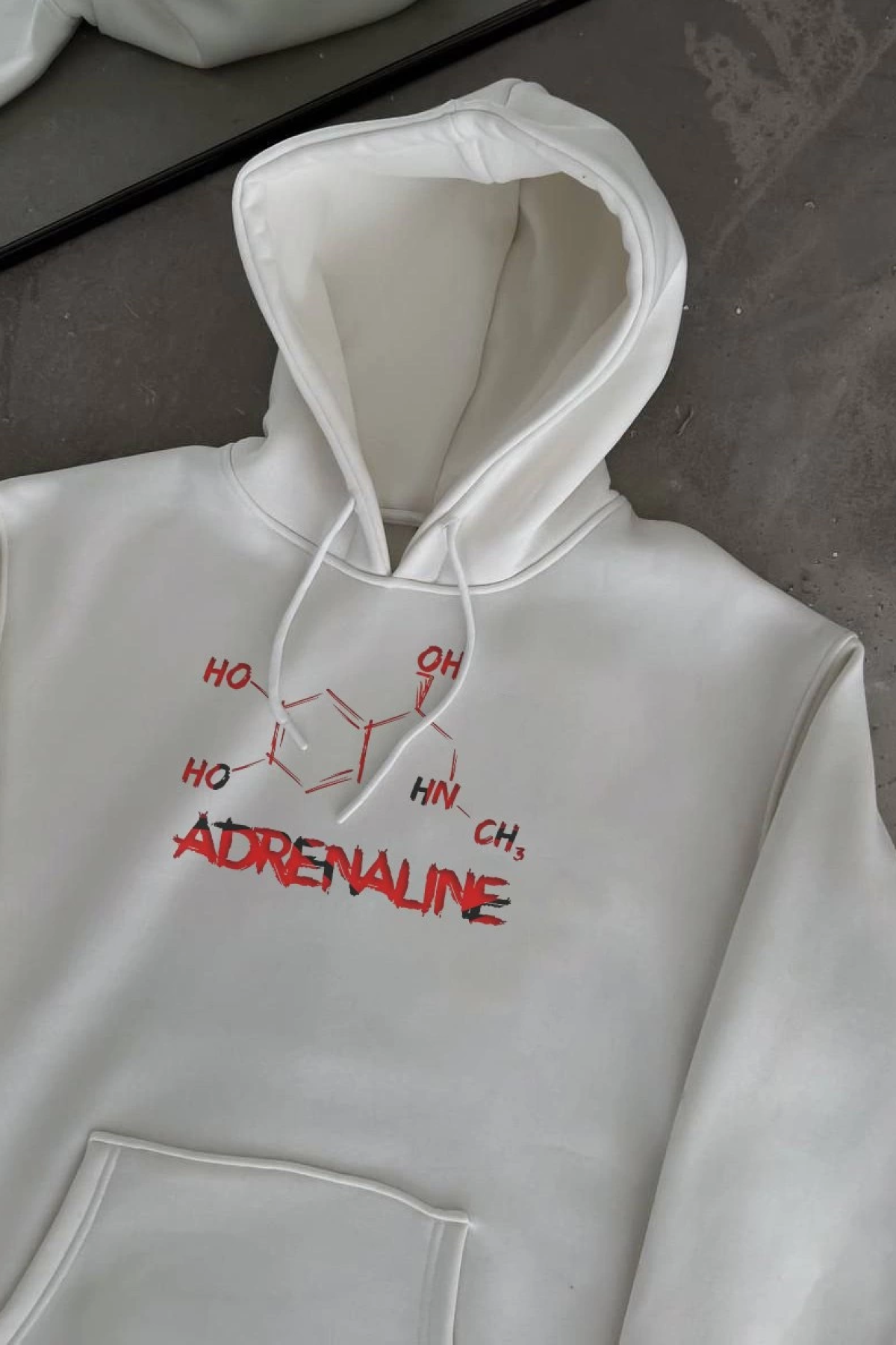 Kışlık Uzun Kol Kapüşonlu SweatShirt - Beyaz