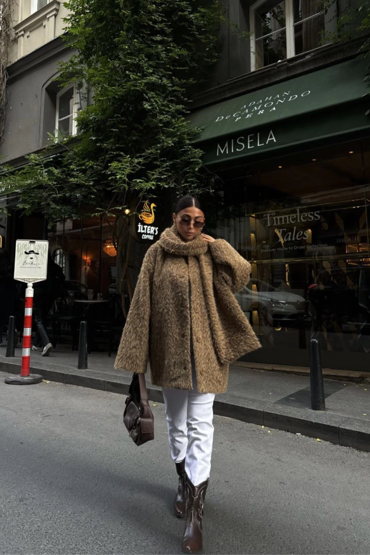 Yün Cıkartılabilen Atkılı ,Kaban İkili Takım- Kahve