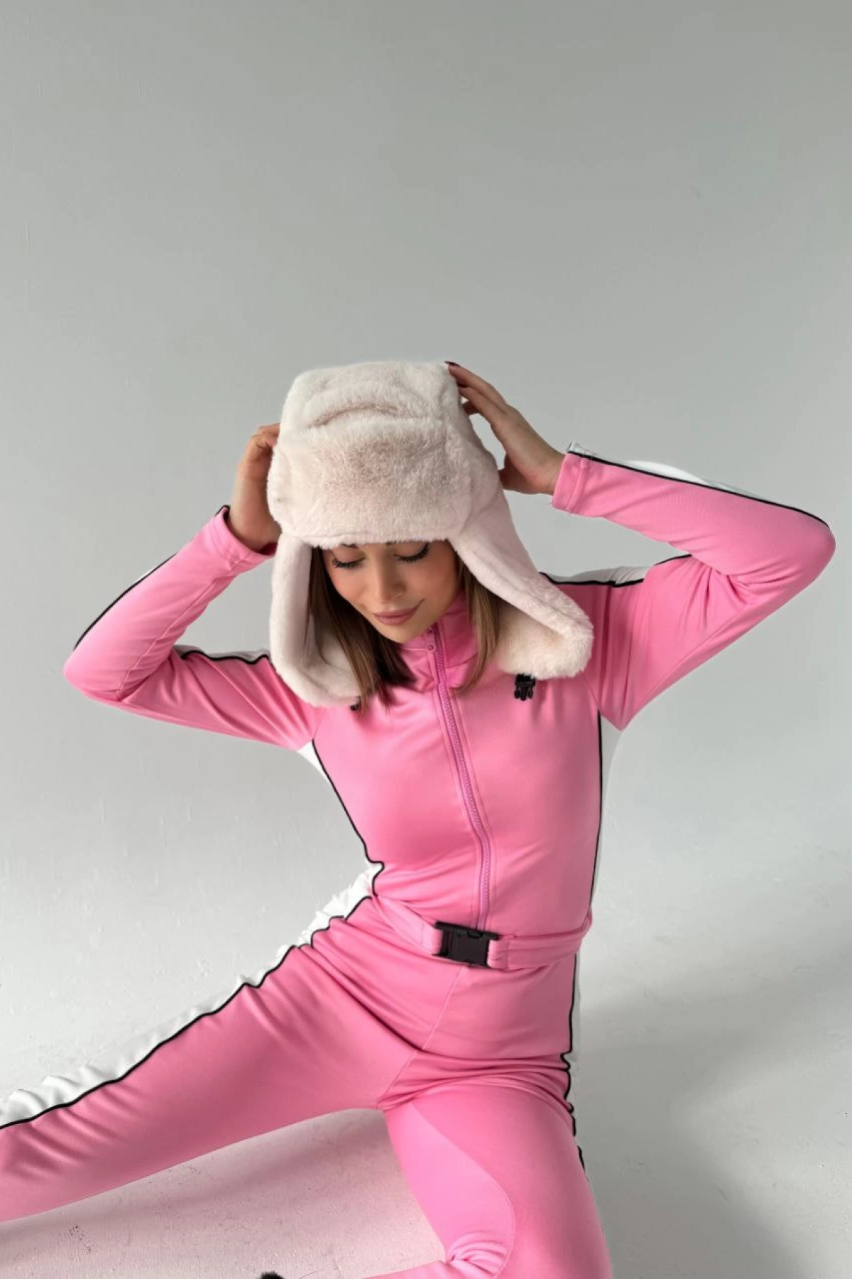 Kemer Detaylı Fermuarlı Tulum - Pembe -