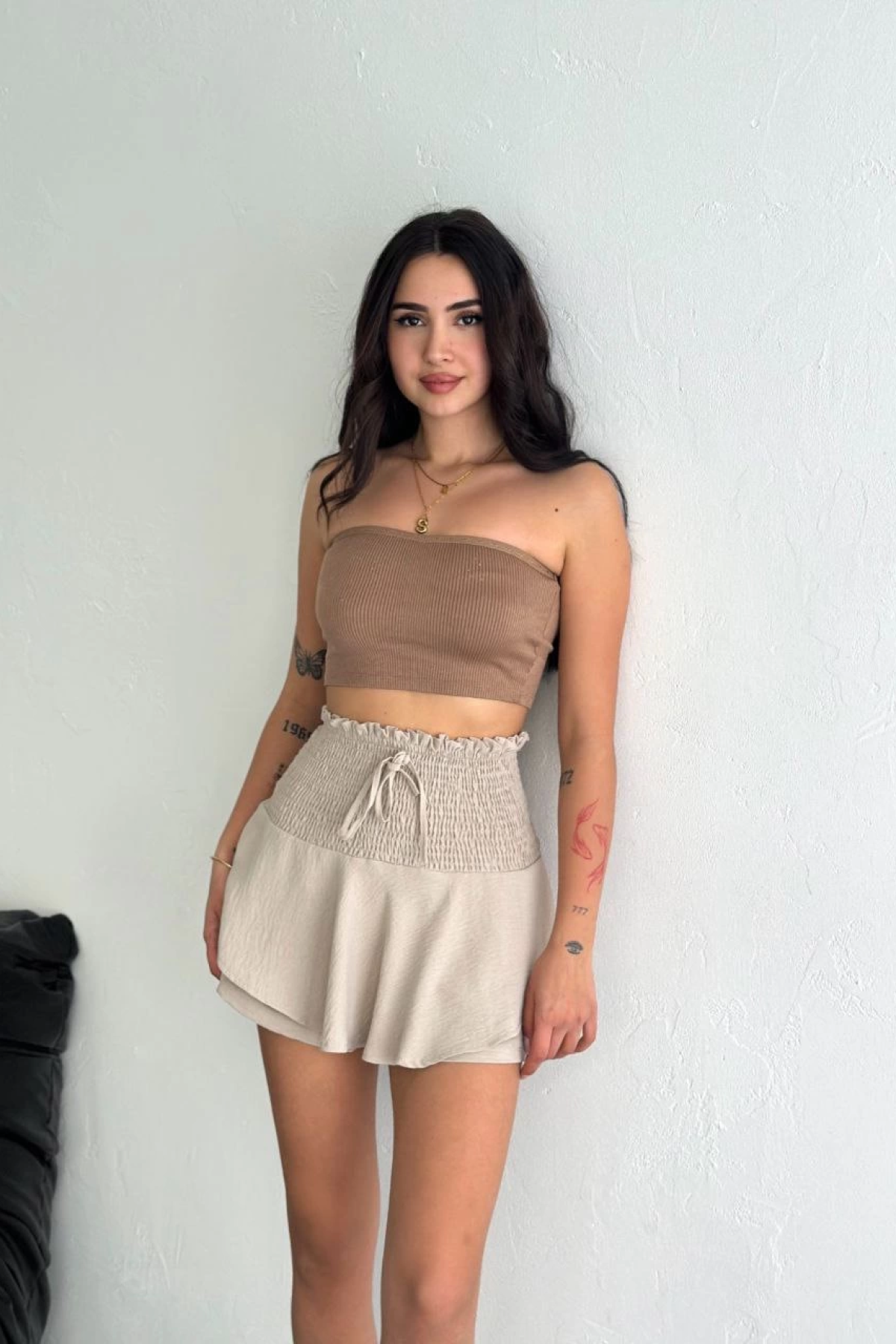 Velmora  Ayrobin Şortlu Etek - Bej -