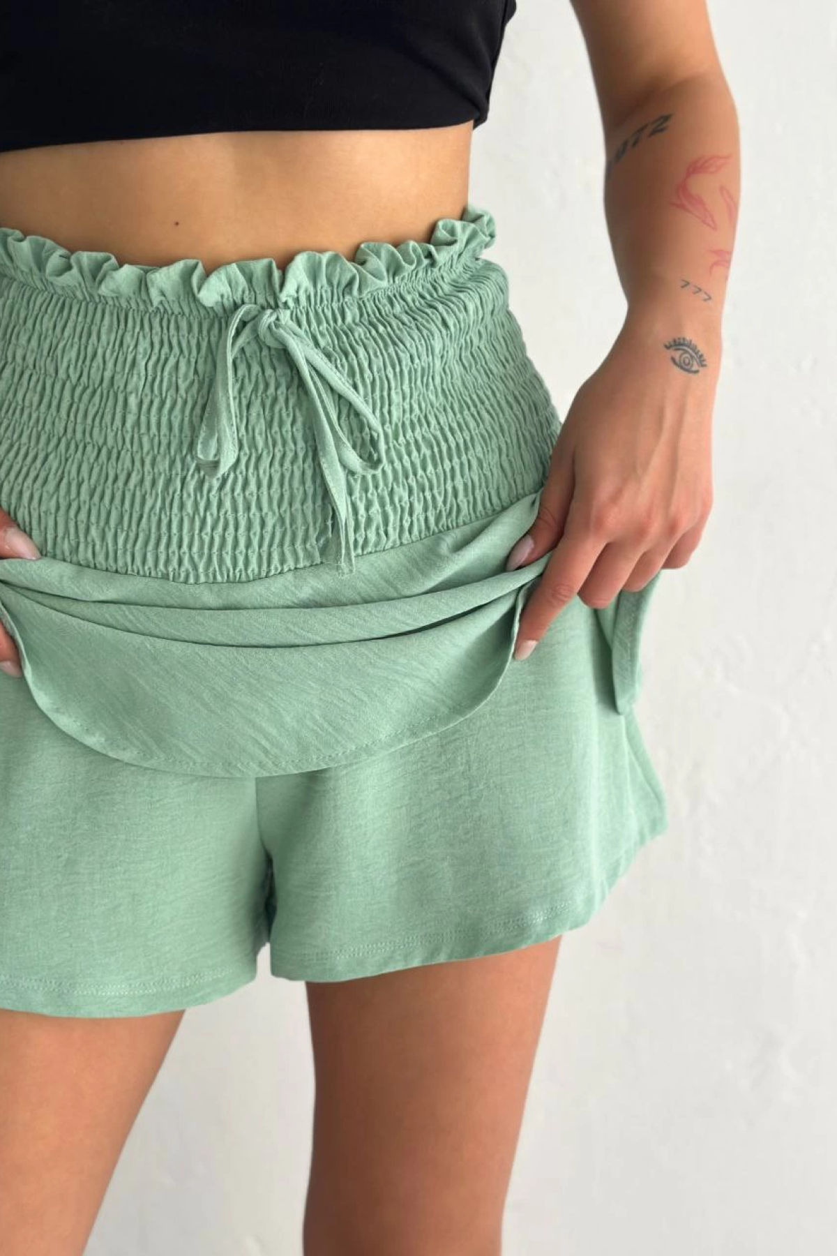 Velmora  Ayrobin Şortlu Etek - Su Yeşili -