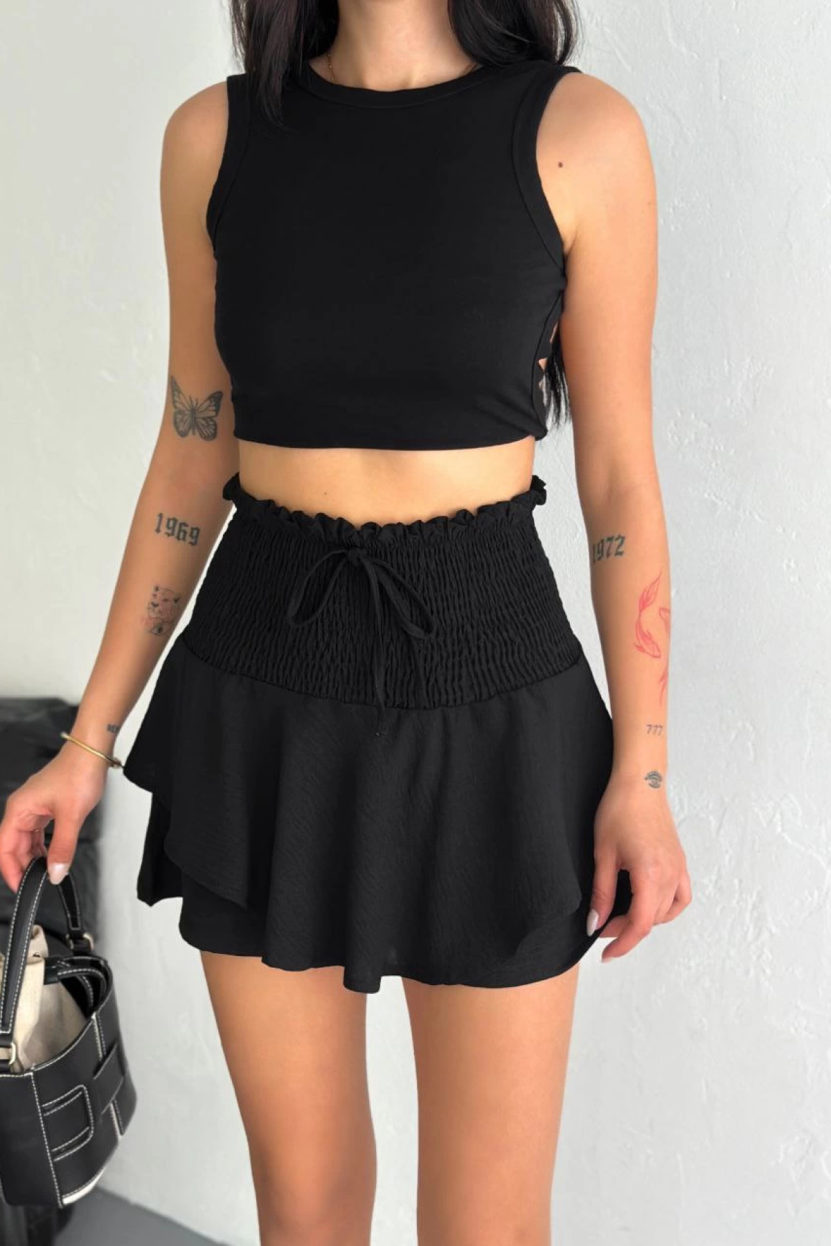 Velmora  Ayrobin Şortlu Etek - Siyah -