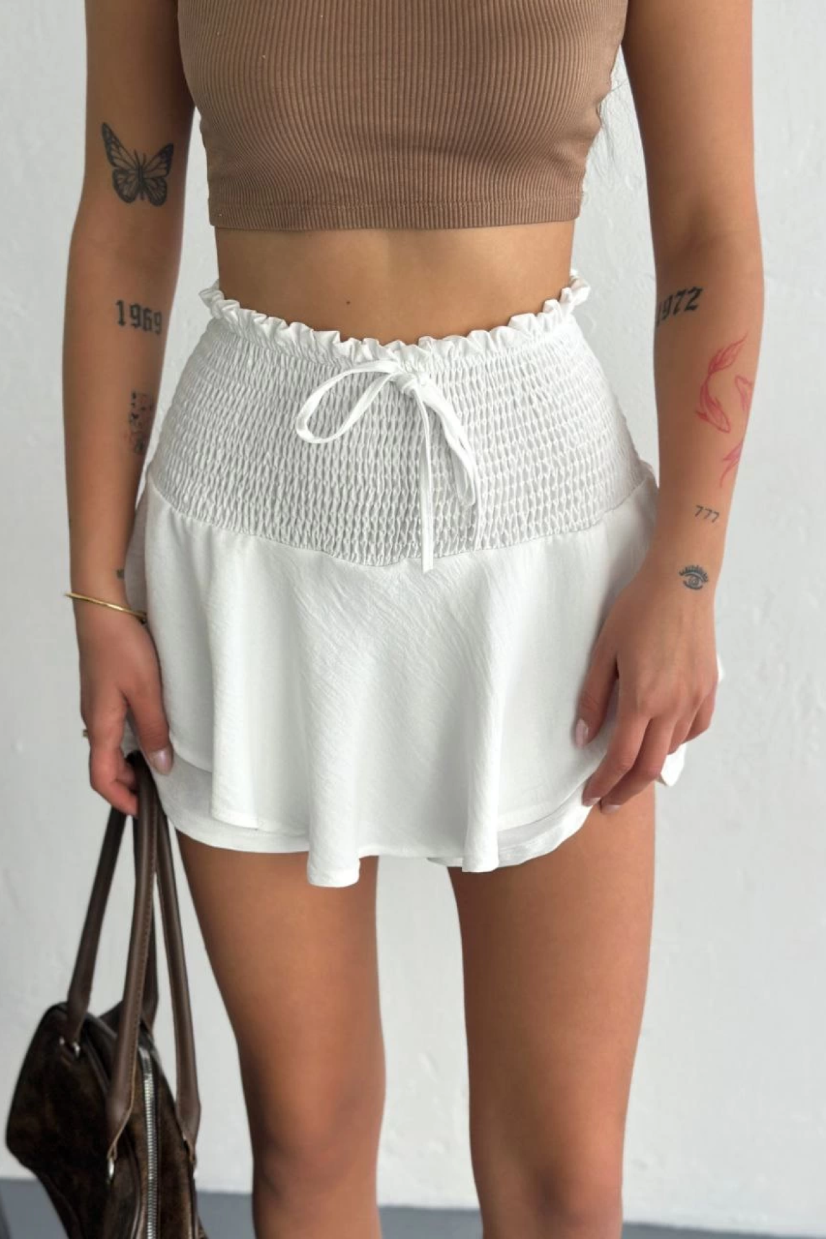 Velmora  Ayrobin Şortlu Etek - Beyaz -