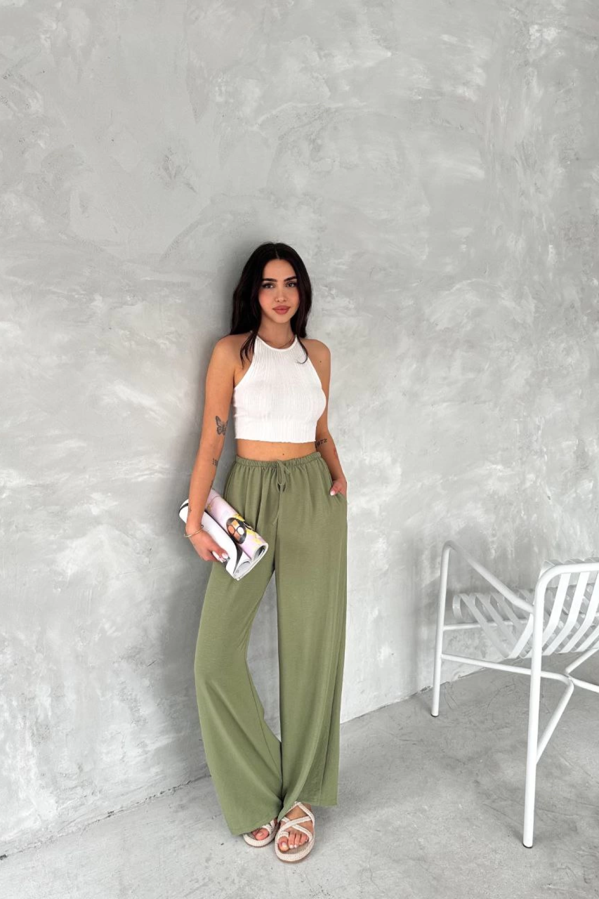 Velmora  Ayrobin Oversize   Pantalon - Mint Yeşili -