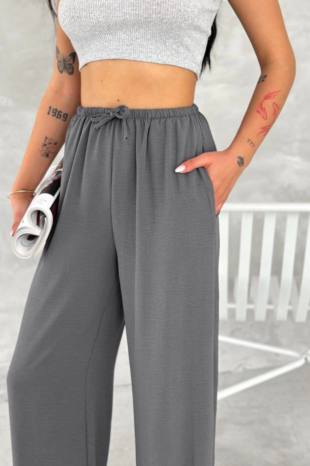 Ayrobin Oversize   Pantalon - Füme -