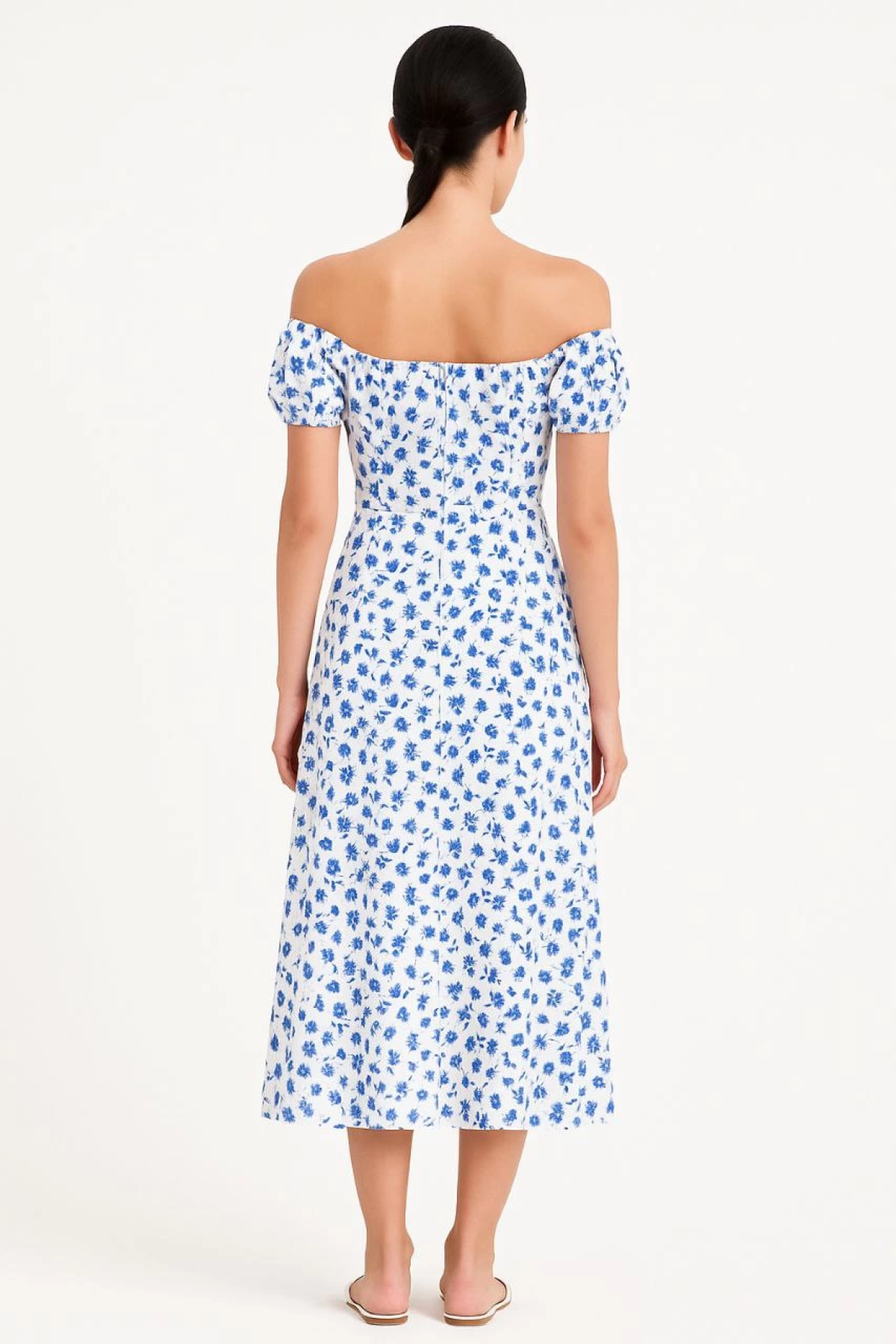 Velmora  Bardot Omuzu Acık Çiçek Desenli Elbise - Desenli -