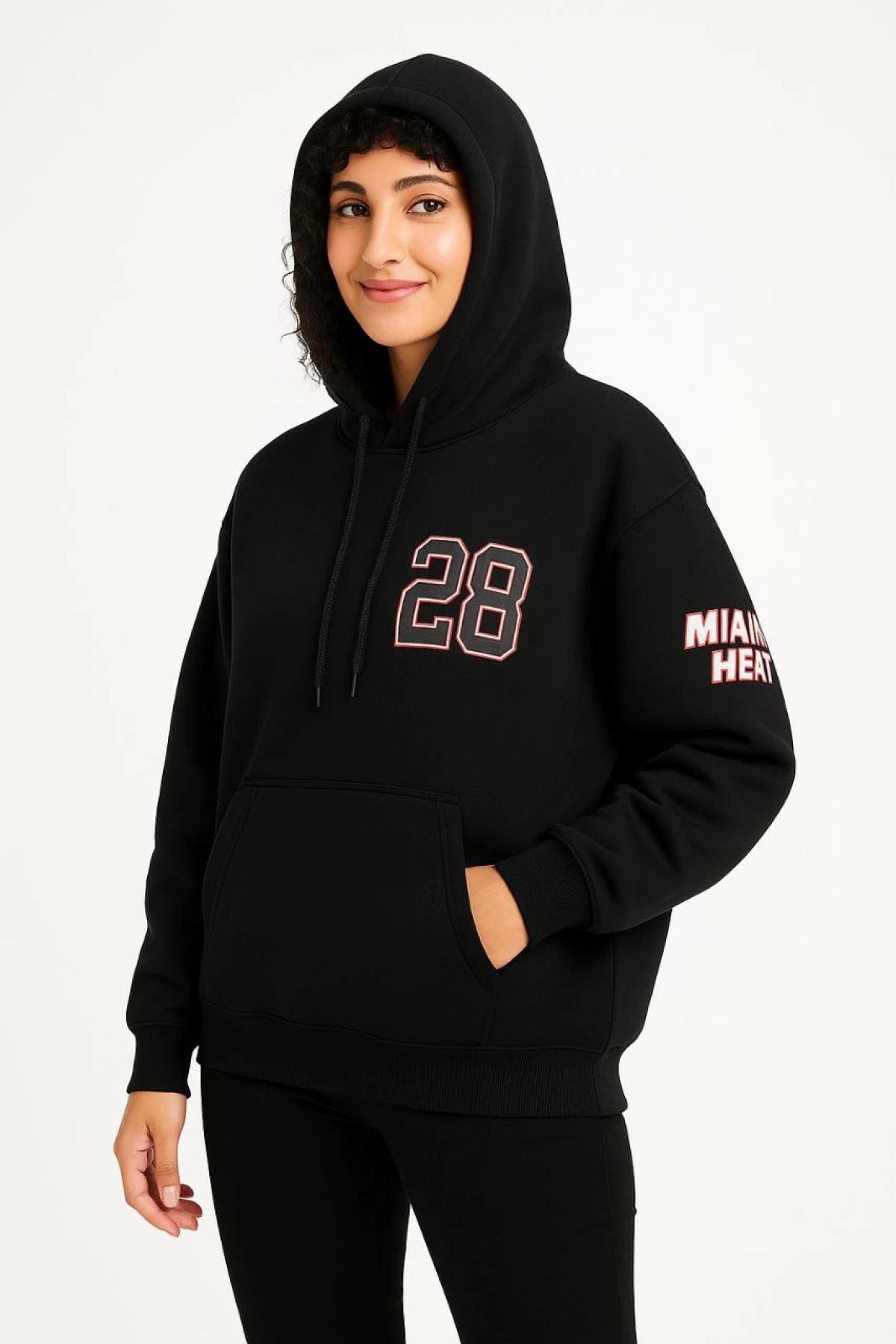 Velmora    Üç İplik Kapüşonlu Ön ve Arka Baskılı SweatShirt hoodie - Siyah -