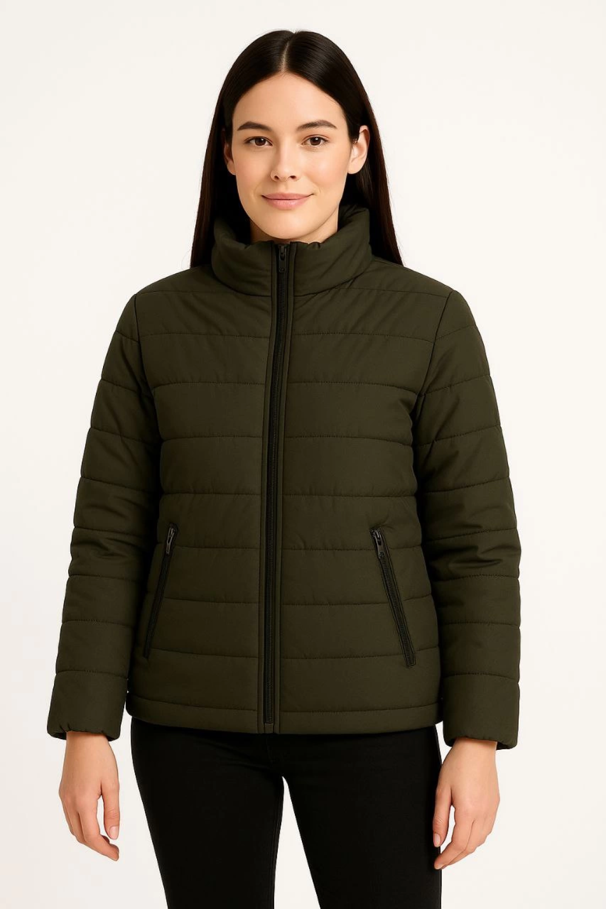 Velmora    Bomber Mont Ceket – Su İtici Kumaş, Kapitone Astarlı, Fermuarlı, Kışlık - Haki -