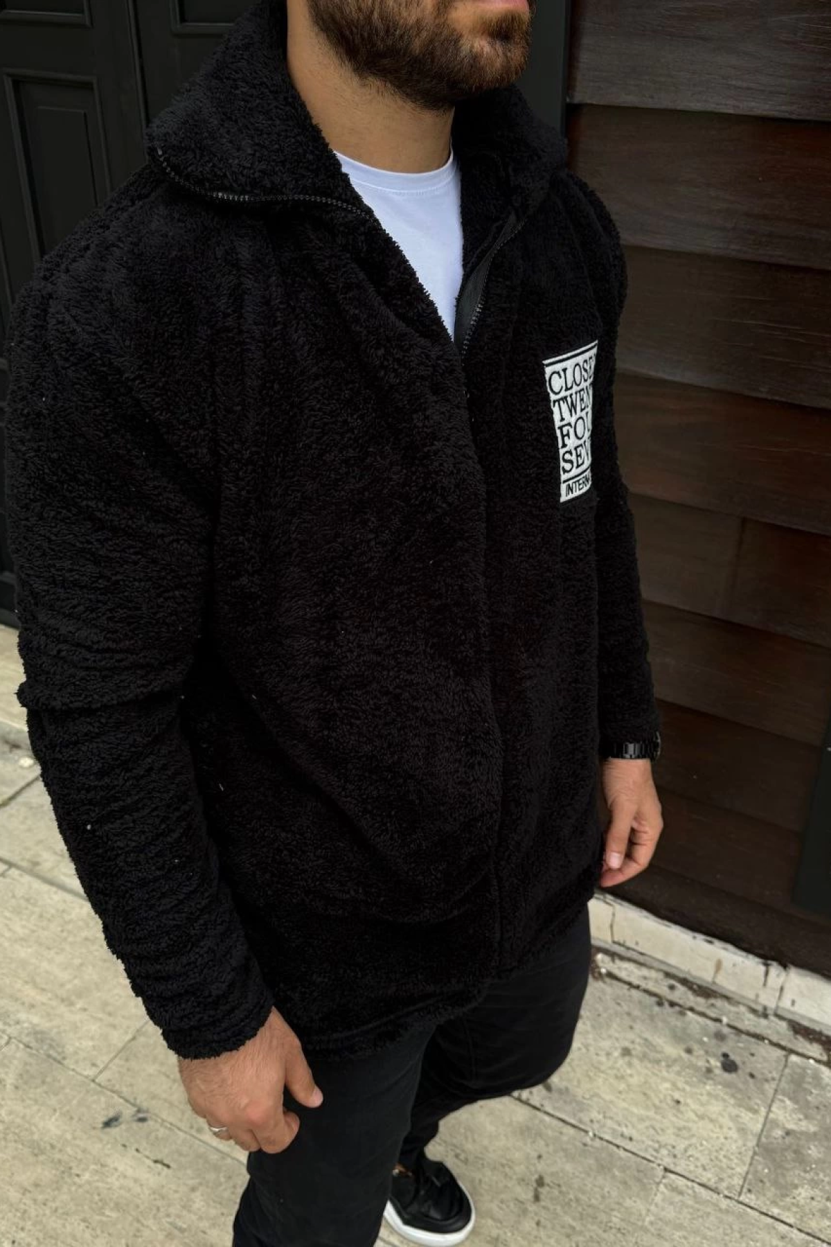 Velmora    Polar Fermuarlı Sweatshirt – Kapüşonsuz, Cepli, Yumuşak Dokulu, Oversize Rahat Kalıp, Kışlık Sıcak Tutan Fermuarlı Üst - Siyah