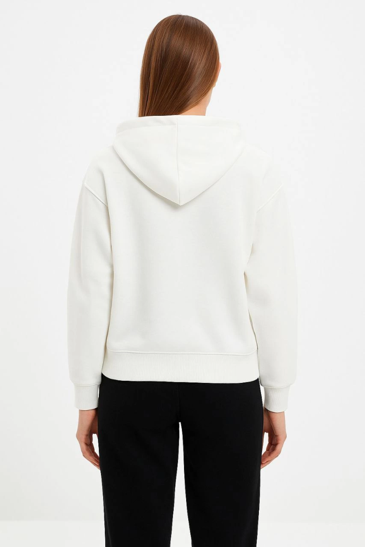 Velmora  - Oversize Kapüşonlu Sweatshirt- Beyaz