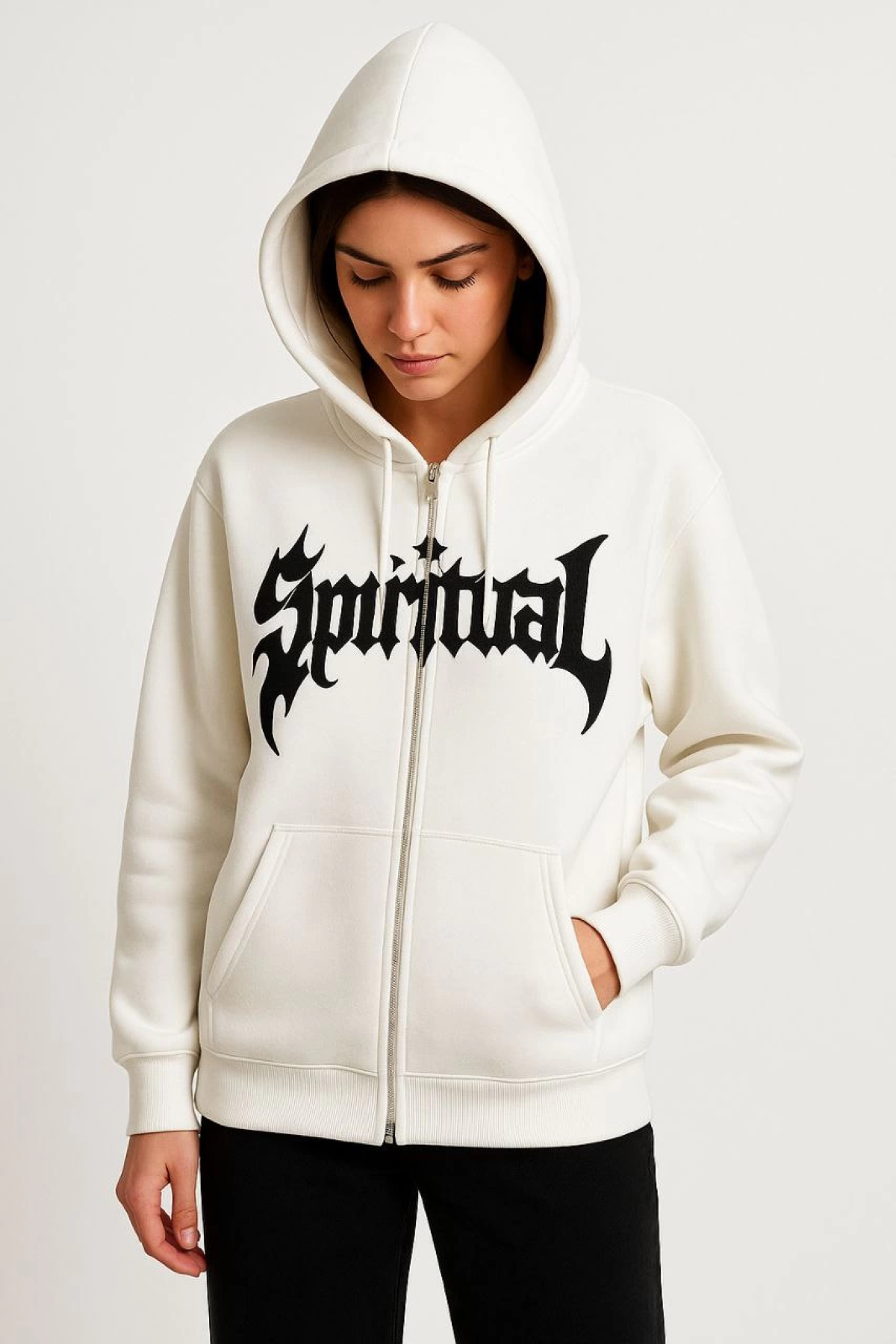 Velmora  - Oversize Kapüşonlu Sweatshirt- Beyaz