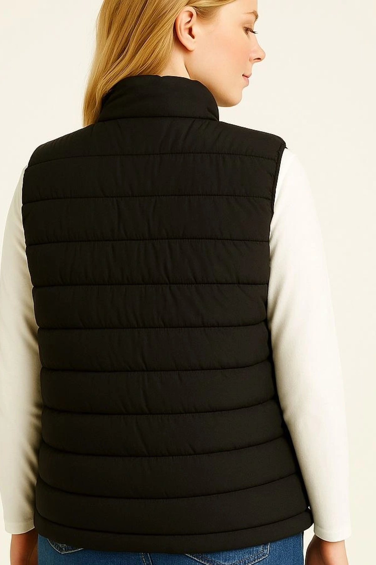 Velmora Şişme Fermuarlı Yelek Su itici Kapitone Astarlı Kumaş Cepli Hafif Kışlık Spor Rahat Kalıp - Siyah