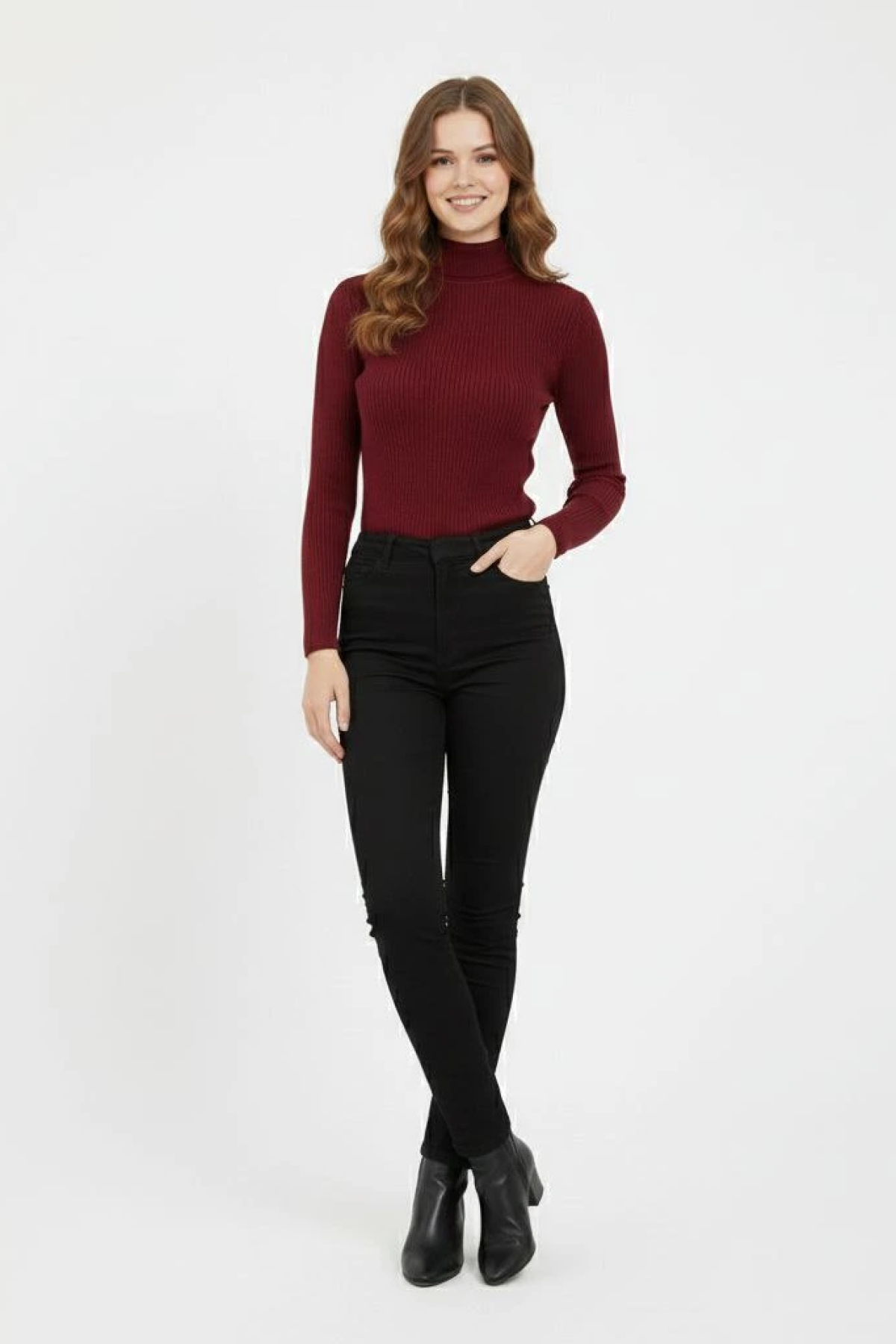 Velmora Tam Boğazlı Fitilli Likrali Koşkorse Badi - Bordo