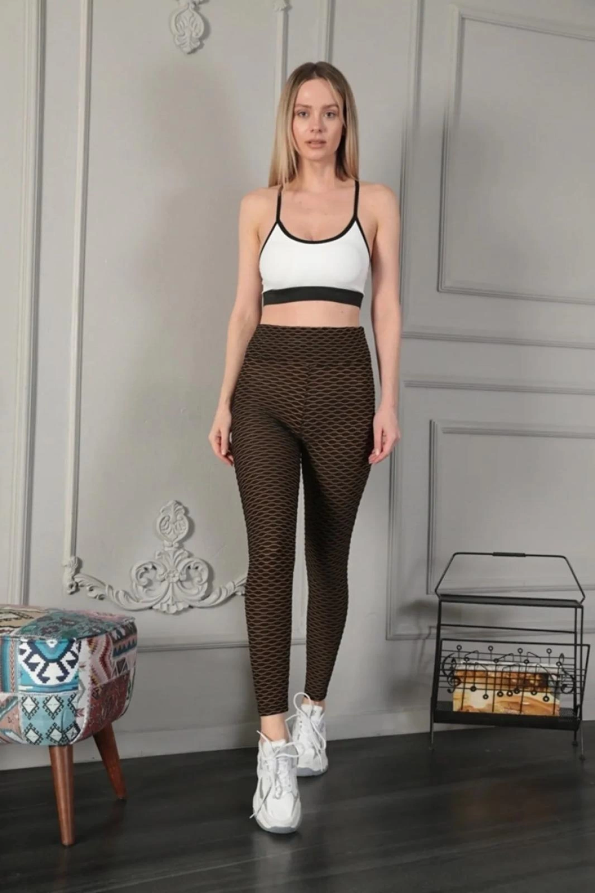 Kadın Yüksek Bel  Toparlayıcı Likralı Büzgülü Tayt - Sarı