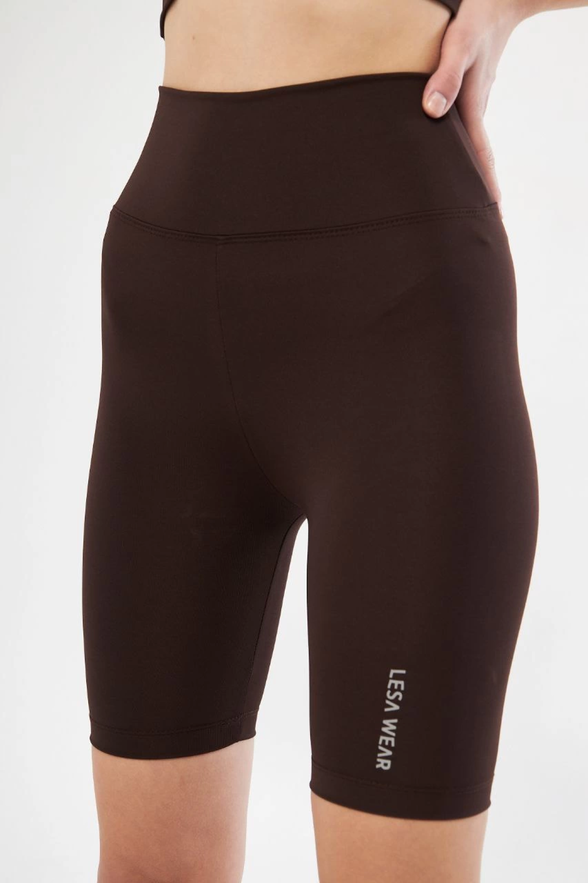 Yüksek Bel Biker Sporcu Şort - Kahve