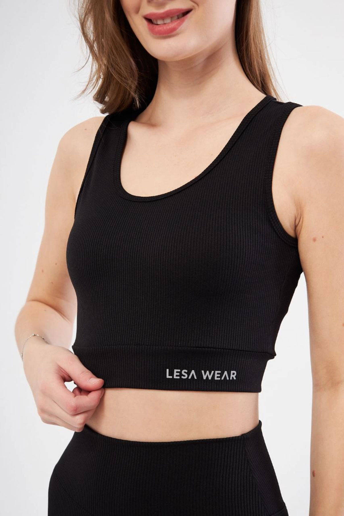 Kadın Fitilli Baskılı Crop - Siyah