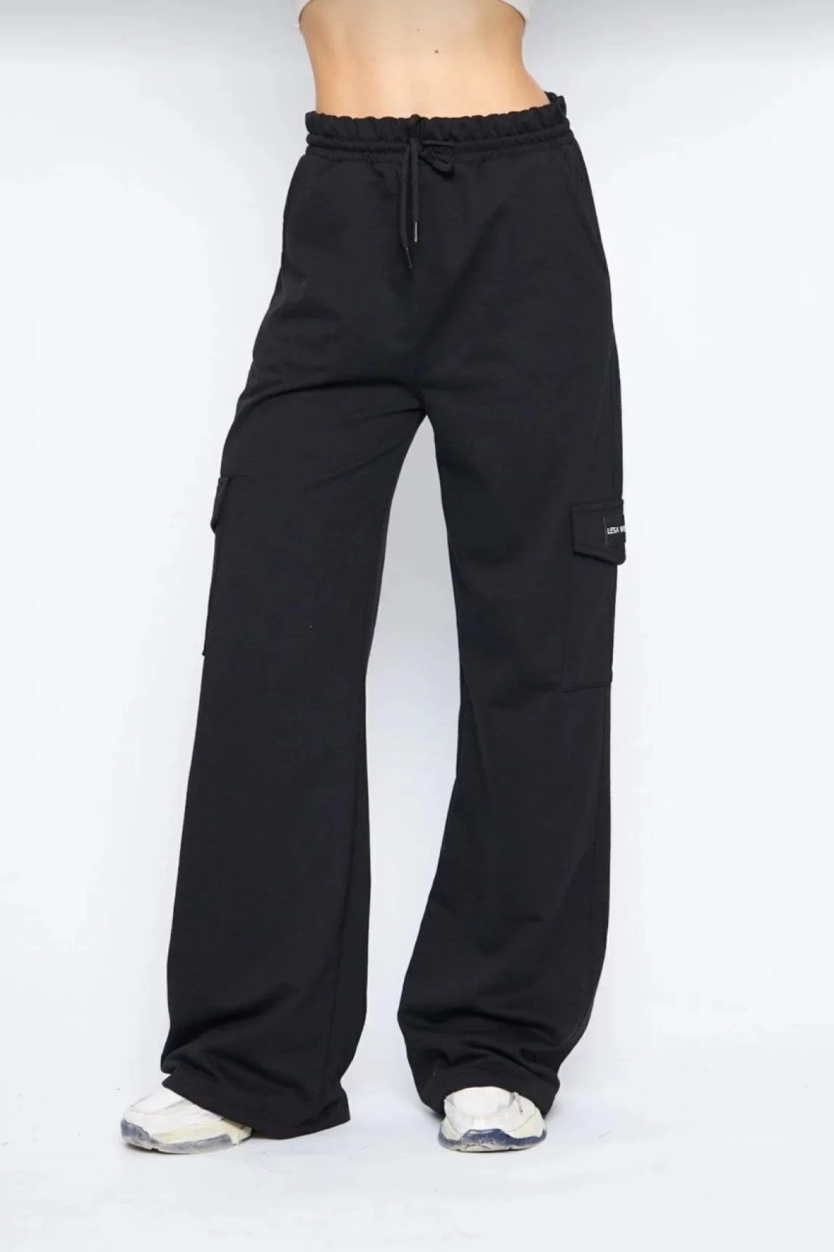 Zunex Kargo Cepli Palazzo Kadın Eşofman Altı - Siyah