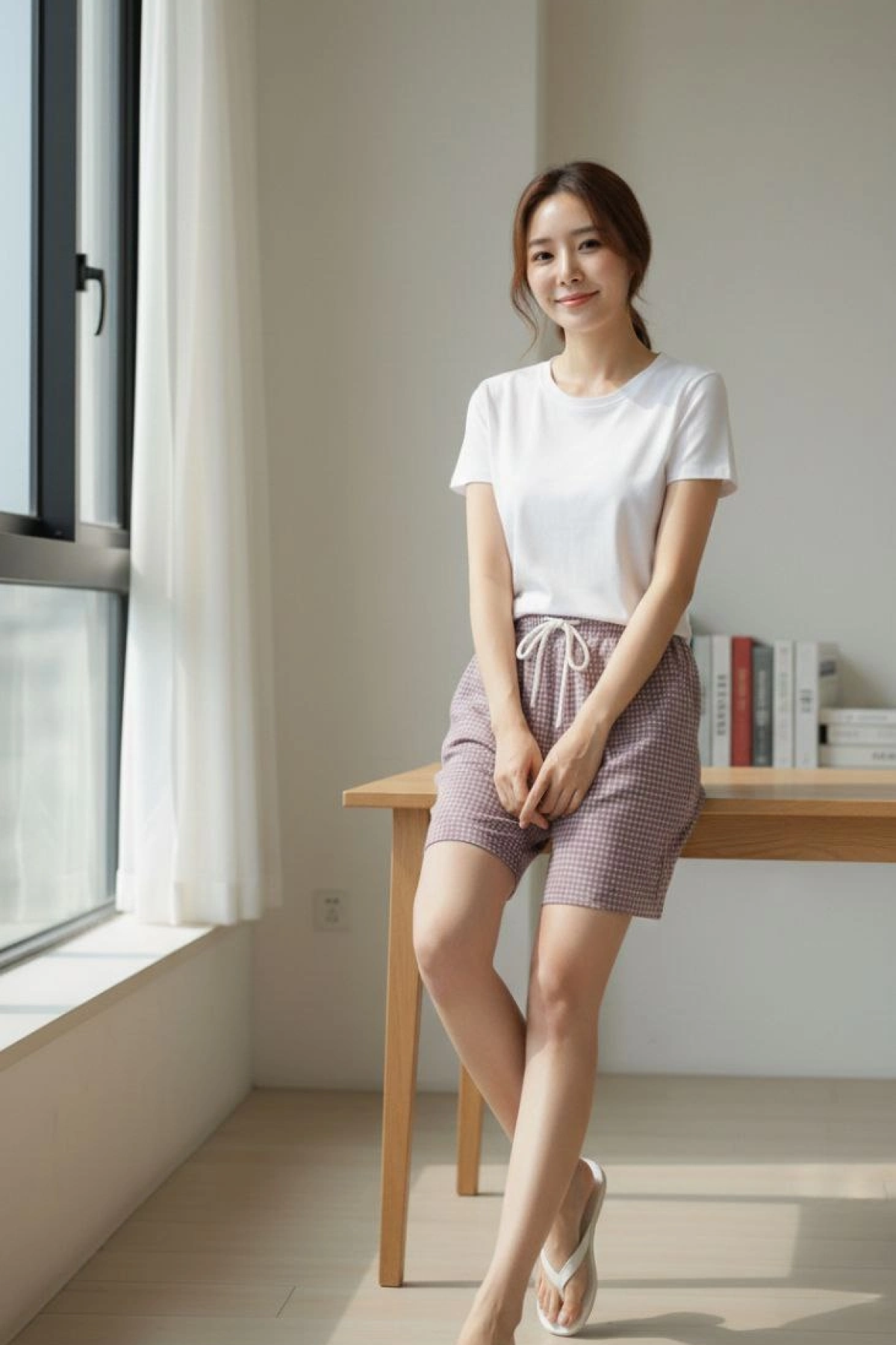 Kadın Pötikareli Şort – Beli Lastikli Bağcıklı, Cepli, Rahat Kesim Günlük Yazlık Şort - Gül Kurusu