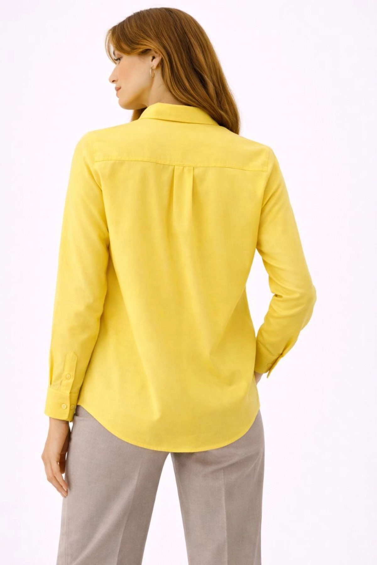 Kadın Uzun Kollu Gömlek Düğmeli Klasik Yaka Günlük ve Ofis Şıklığına uygun - Sarı