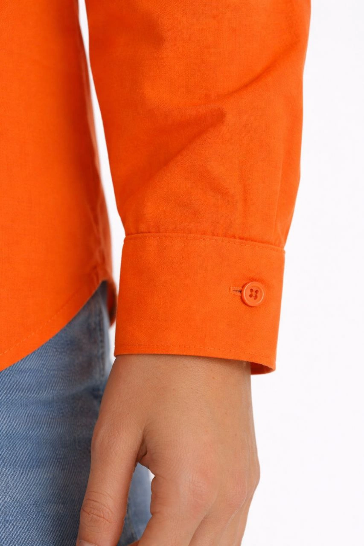 Kadın Uzun Kollu Gömlek Düğmeli Klasik Yaka Günlük ve Ofis Şıklığına uygun - Turuncu