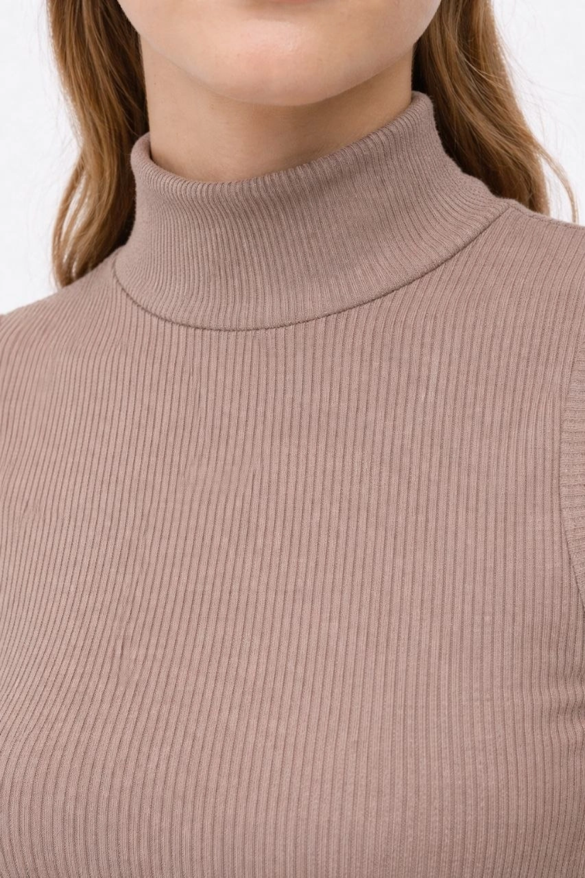 Kadın Yarım Balıkçı Yaka Fitilli Kaşkorse Atlet Basic Şık Bluz Badi - Bej