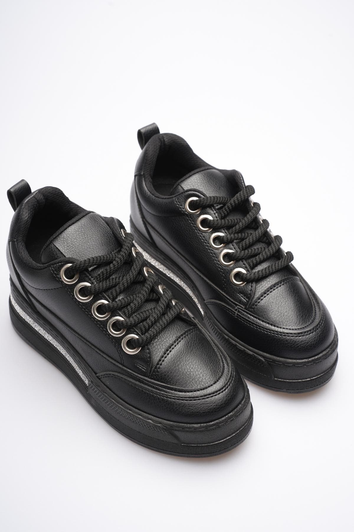 Ecila Kadın Siyah Tabanlı Siyah Gizli Topuklu Sneaker