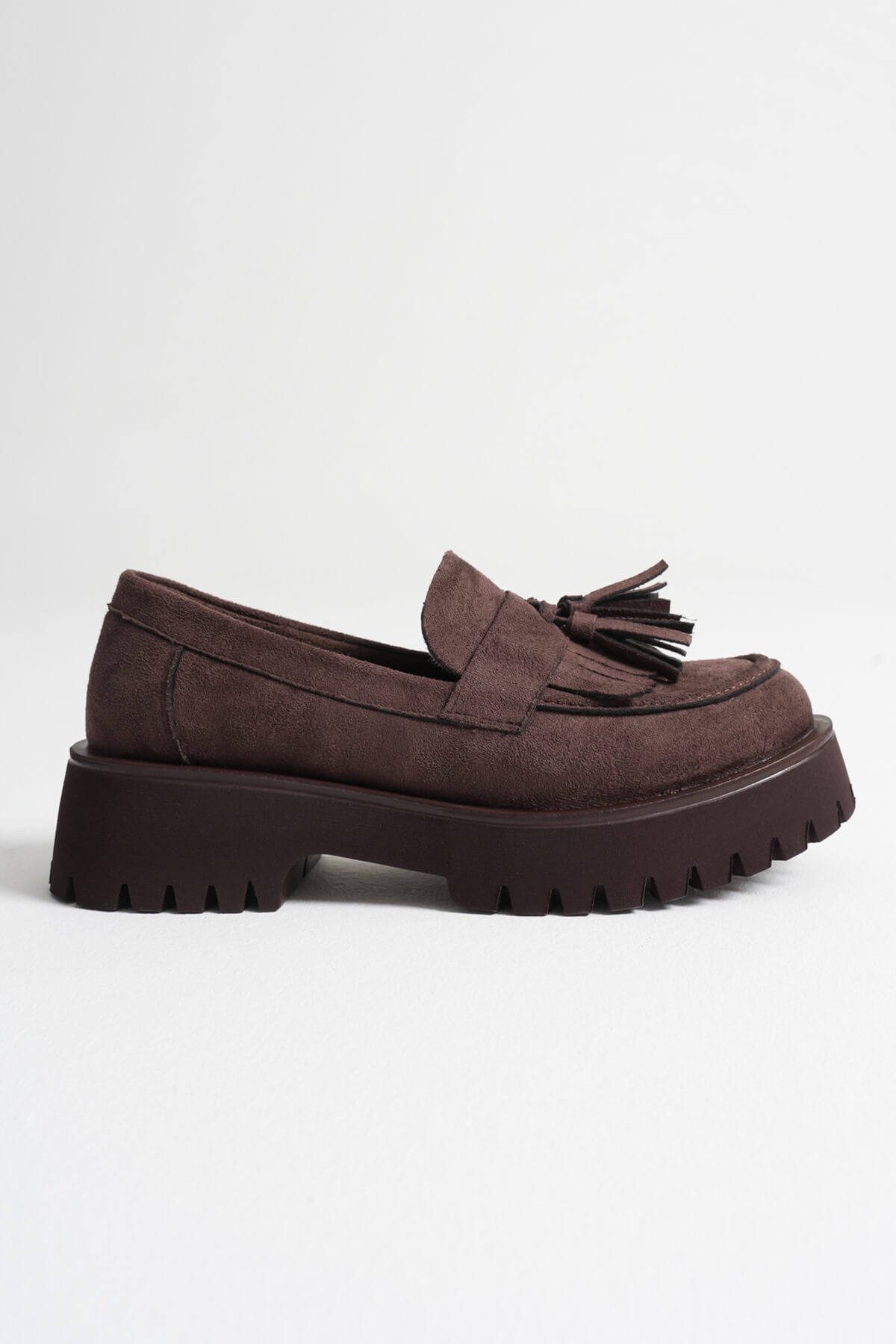 Anim Kadın Günlük Acı Kahve Süet Loafer Ayakkabı