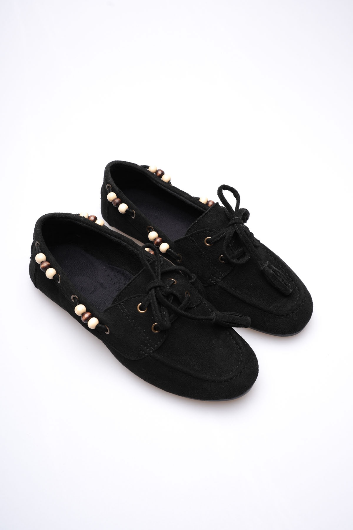 Siron Kadın Siyah Boncuklu Günlük Süet Ayakkabı