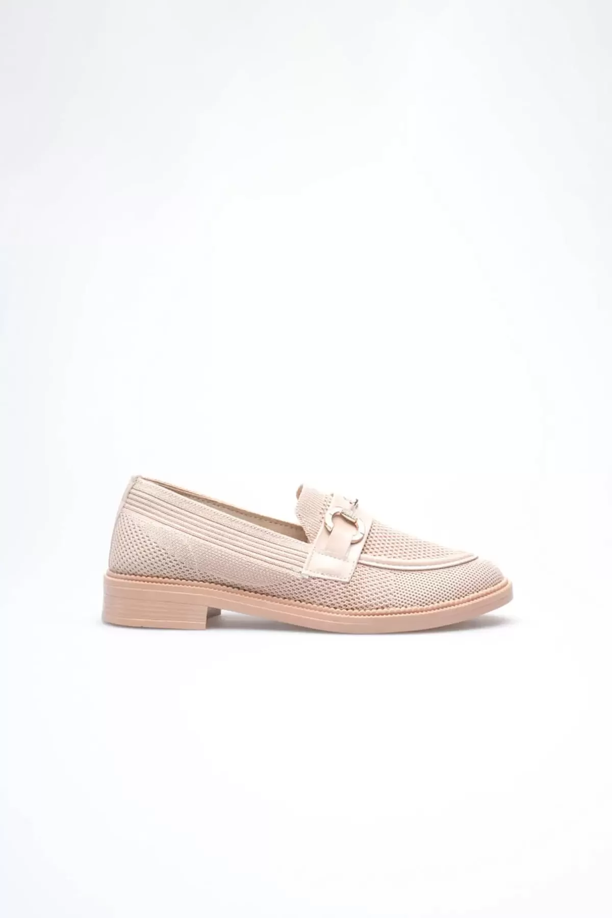 Bej Kadın Loafer Metal Tokalı Rahat Günlük Ayakkabı TR30MS02B