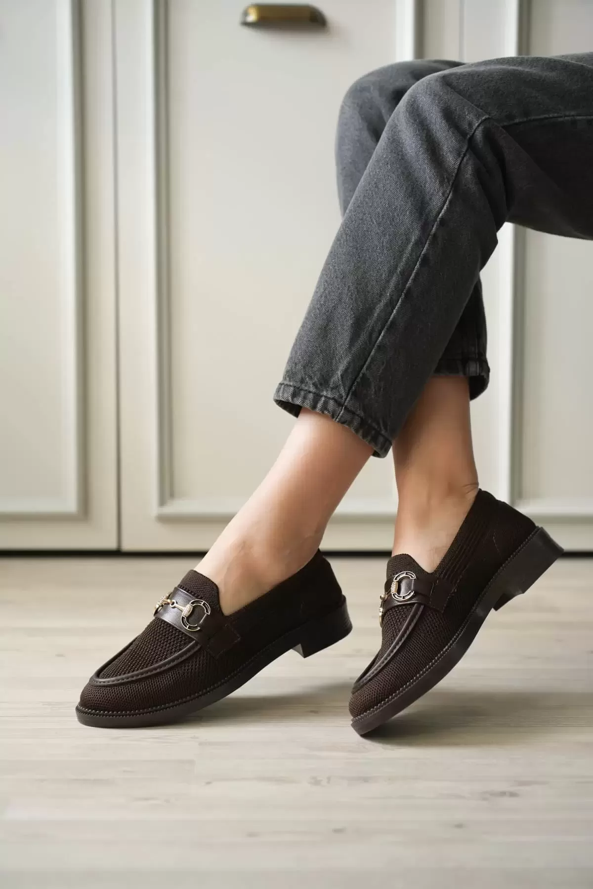 Acı Kahve Kadın Loafer Metal Tokalı Rahat Günlük Ayakkabı TR30MS02C