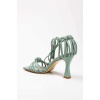 Kadın Yeşil Yazlık Örgülü Topuklu Ayakkabı