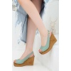 Kadın Yeşil Dolgu Topuklu Klasik Tarz Sandalet