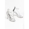 Kadın Gümüş Taşlı Platformlu Yüksek Topuklu Ayakkabı